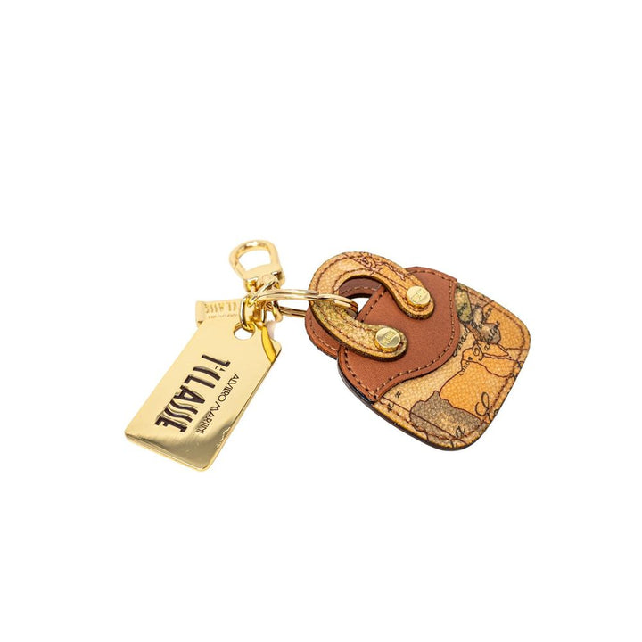 Alviero Martini Prima Classe Beige Leather Keychain