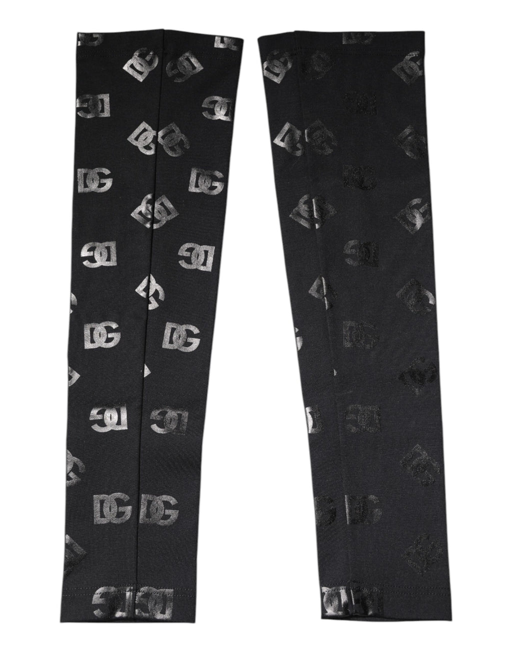 Dolce &amp; Gabbana – Schwarze Stretch-Armstulpen aus Wolle mit DG-Logo und Monogramm