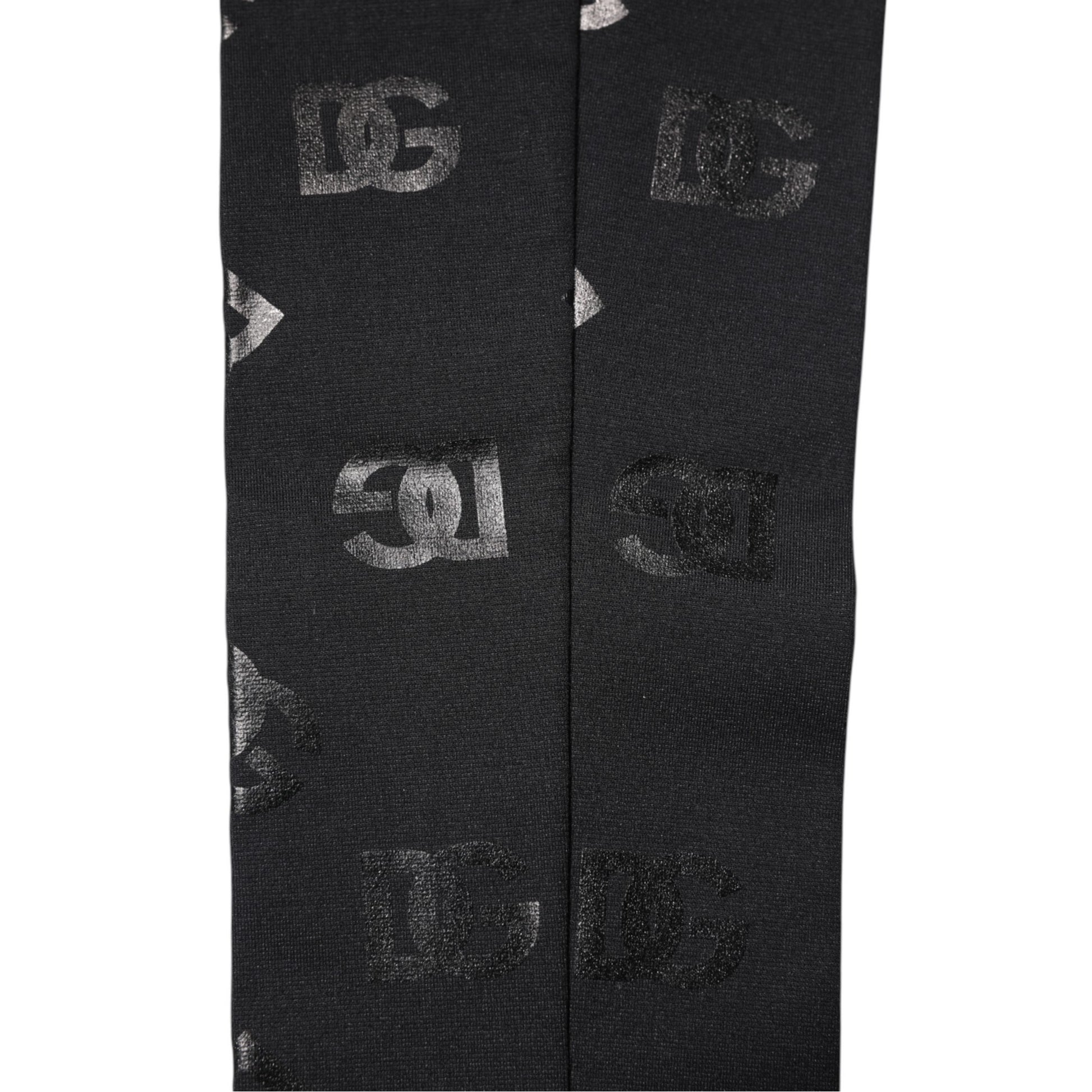 Dolce &amp; Gabbana – Schwarze Stretch-Armstulpen aus Wolle mit DG-Logo und Monogramm