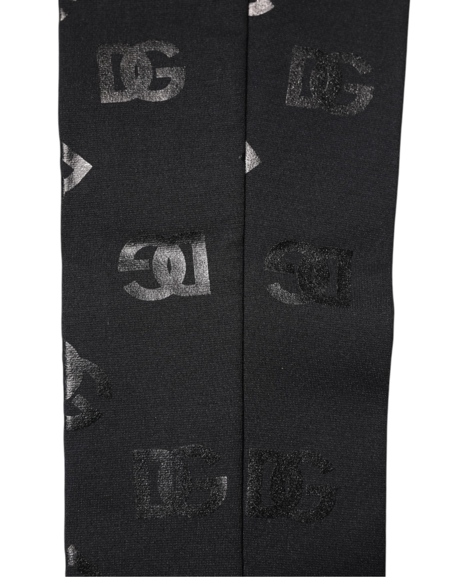 Dolce &amp; Gabbana – Schwarze Stretch-Armstulpen aus Wolle mit DG-Logo und Monogramm