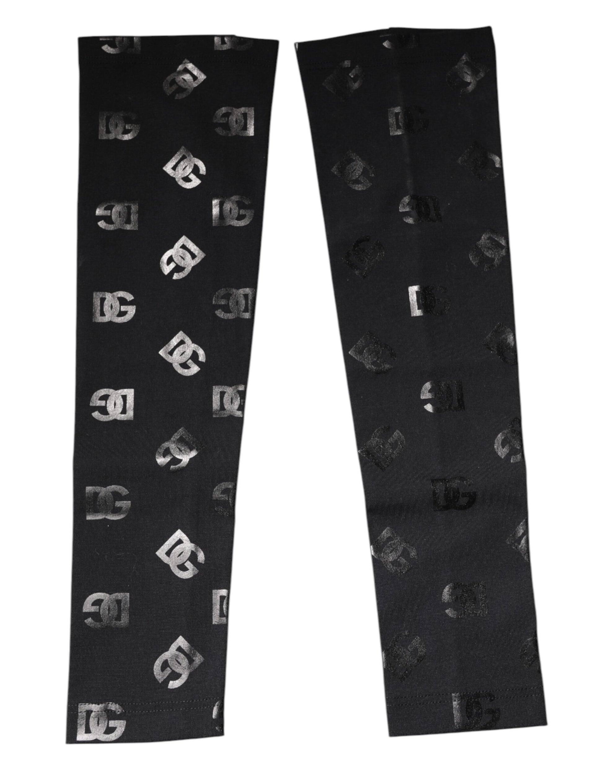 Dolce &amp; Gabbana – Schwarze Stretch-Armstulpen aus Wolle mit DG-Logo und Monogramm