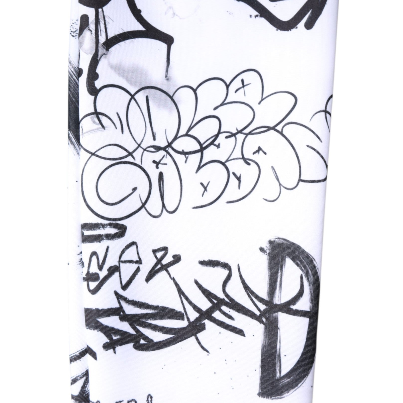 Dolce & Gabbana White Graffiti Cotton Over Calf Stockings Socks