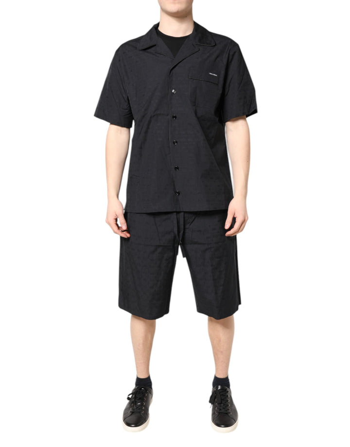 Dolce &amp; Gabbana Herren-Pyjama-Set aus schwarzer Baumwolle, Nachtwäsche