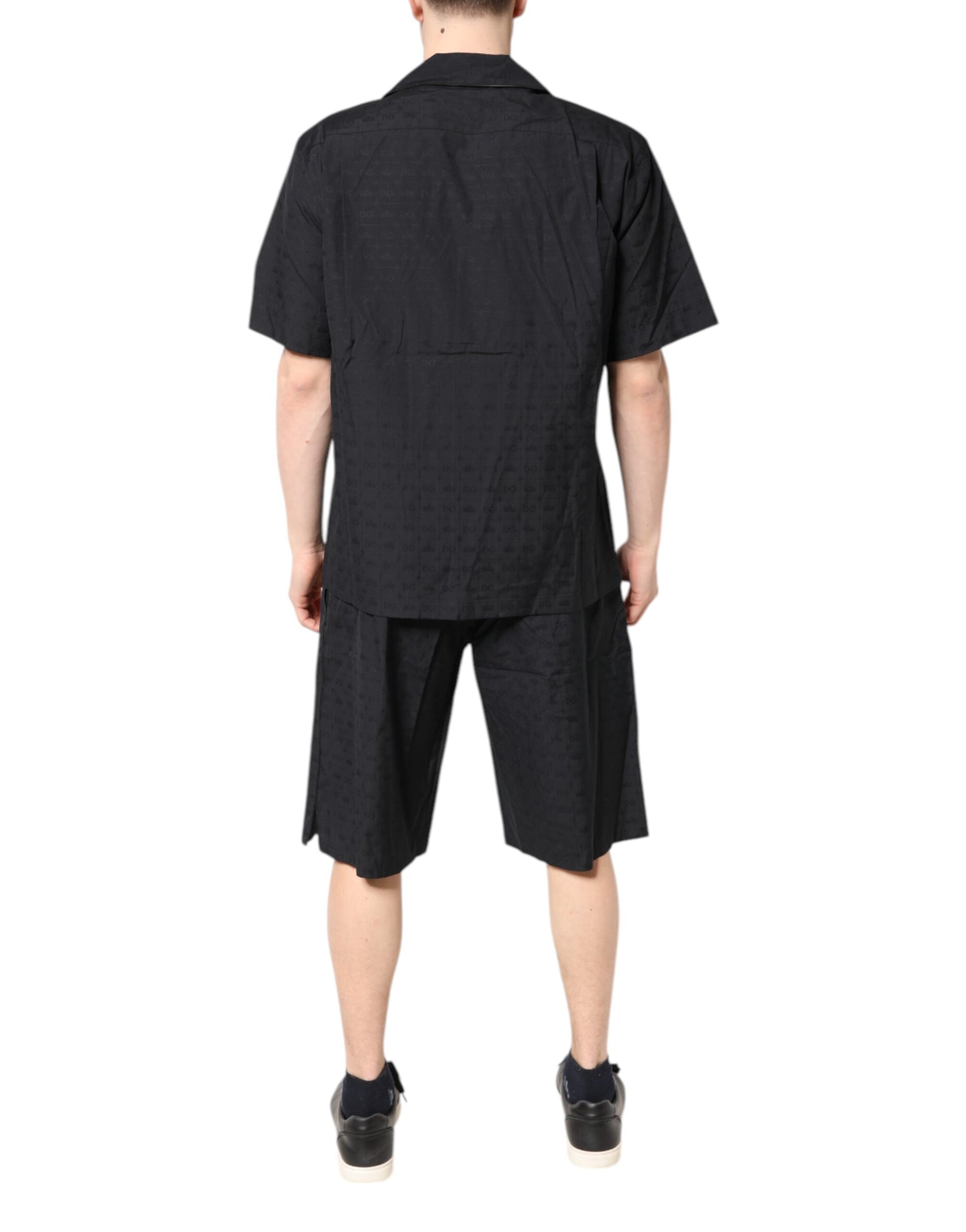 Dolce &amp; Gabbana Herren-Pyjama-Set aus schwarzer Baumwolle, Nachtwäsche