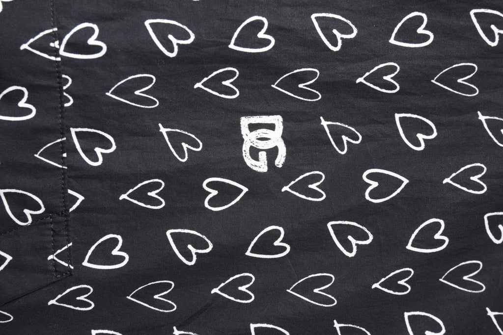 Dolce &amp; Gabbana – Schwarze Windjacke mit Kapuze und Herz-Print