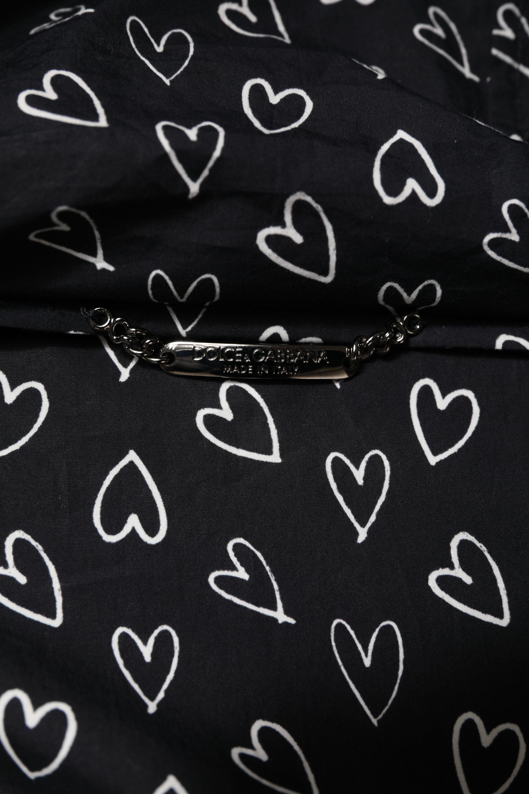 Dolce &amp; Gabbana – Schwarze Windjacke mit Kapuze und Herz-Print
