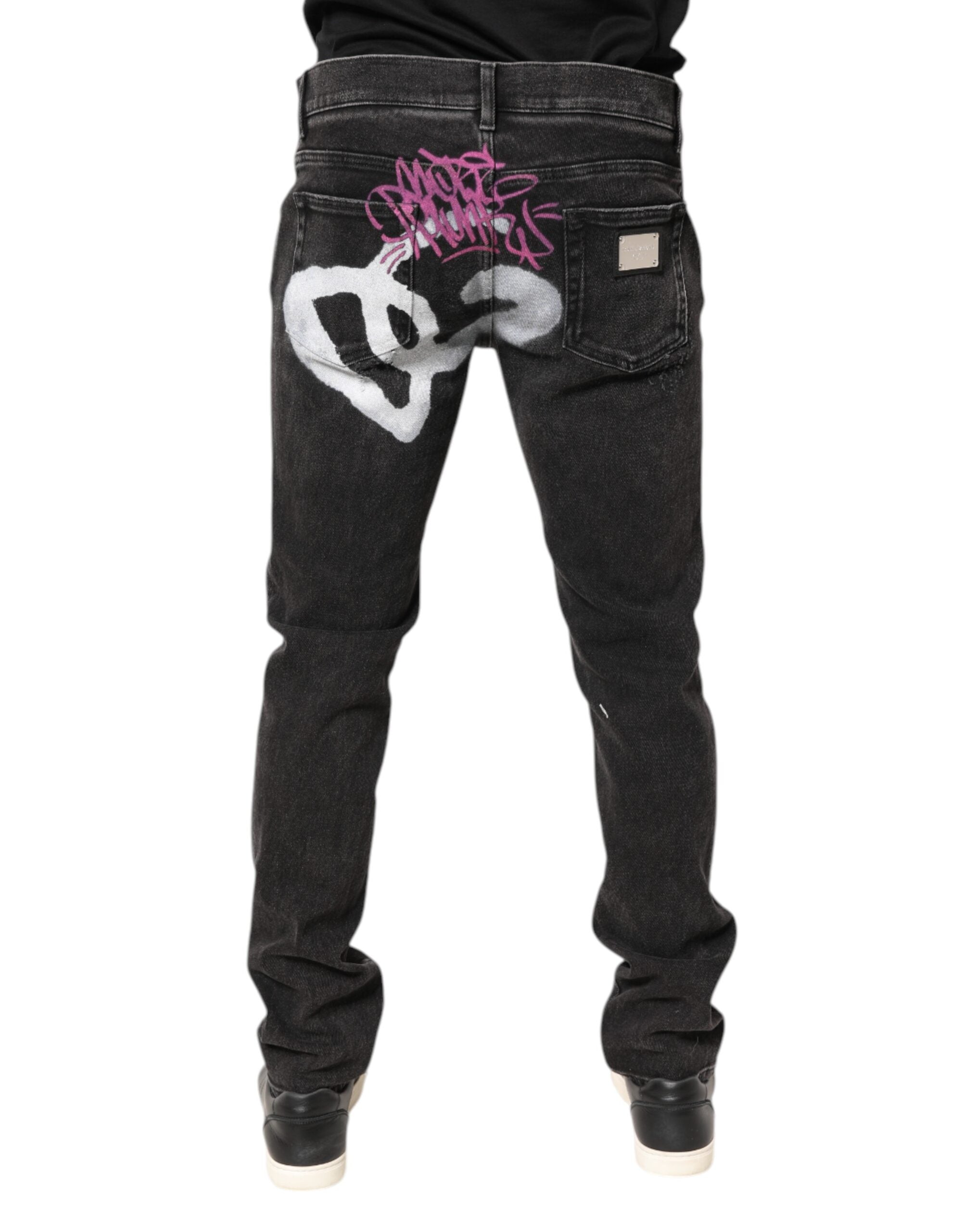 Dolce &amp; Gabbana – Graue Skinny-Jeans aus gewaschener Baumwolle