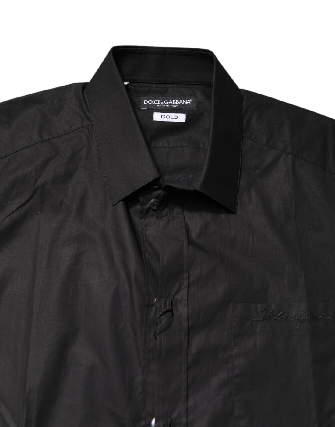 Dolce & Gabbana Black GOLD Cotton Dress Formal Shirt