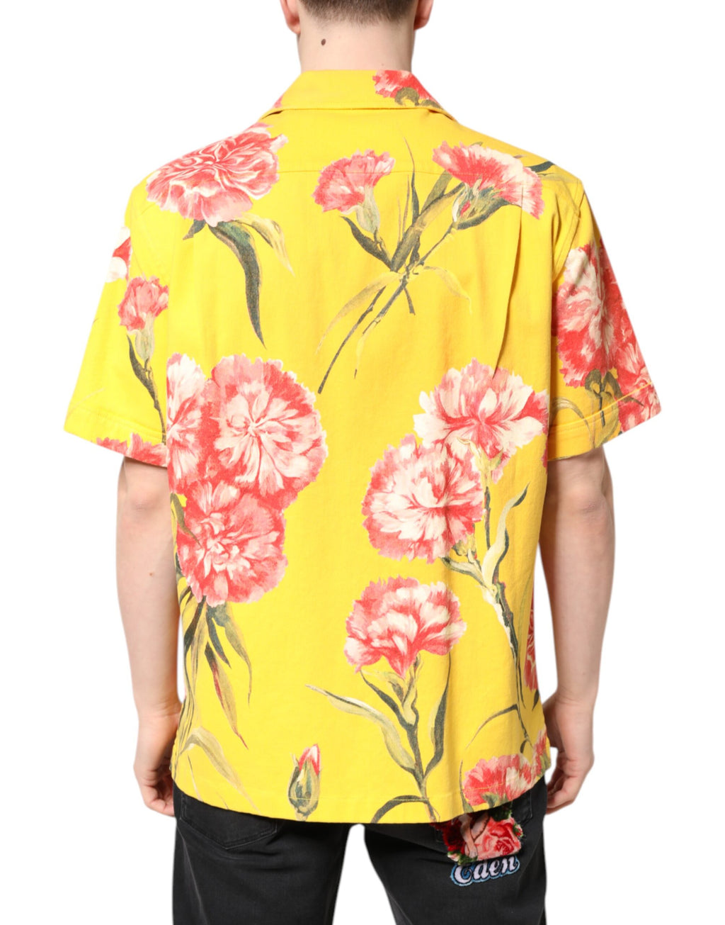 Chemise boutonnée décontractée jaune à fleurs pour homme Dolce &amp; Gabbana