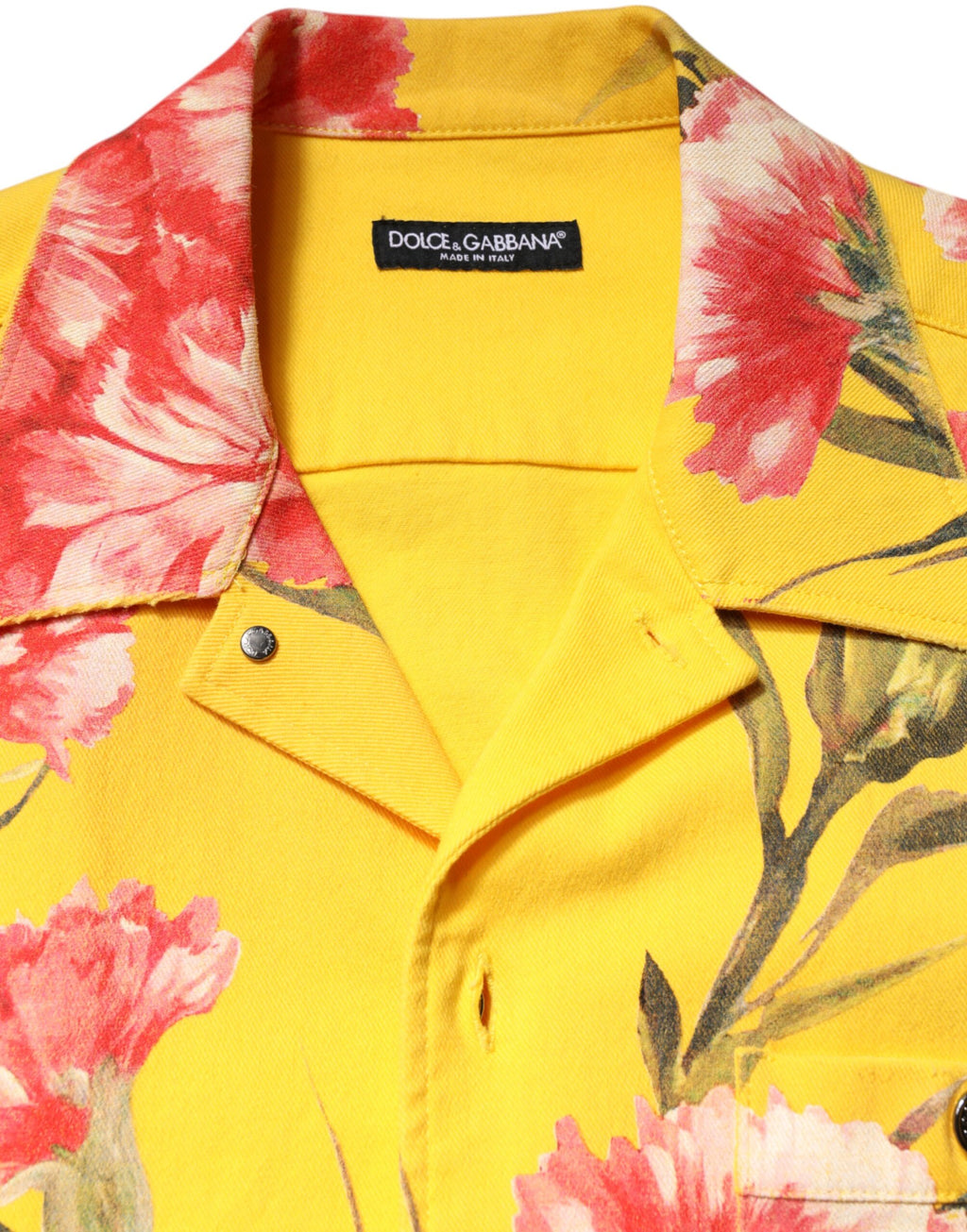 Chemise boutonnée décontractée jaune à fleurs pour homme Dolce &amp; Gabbana