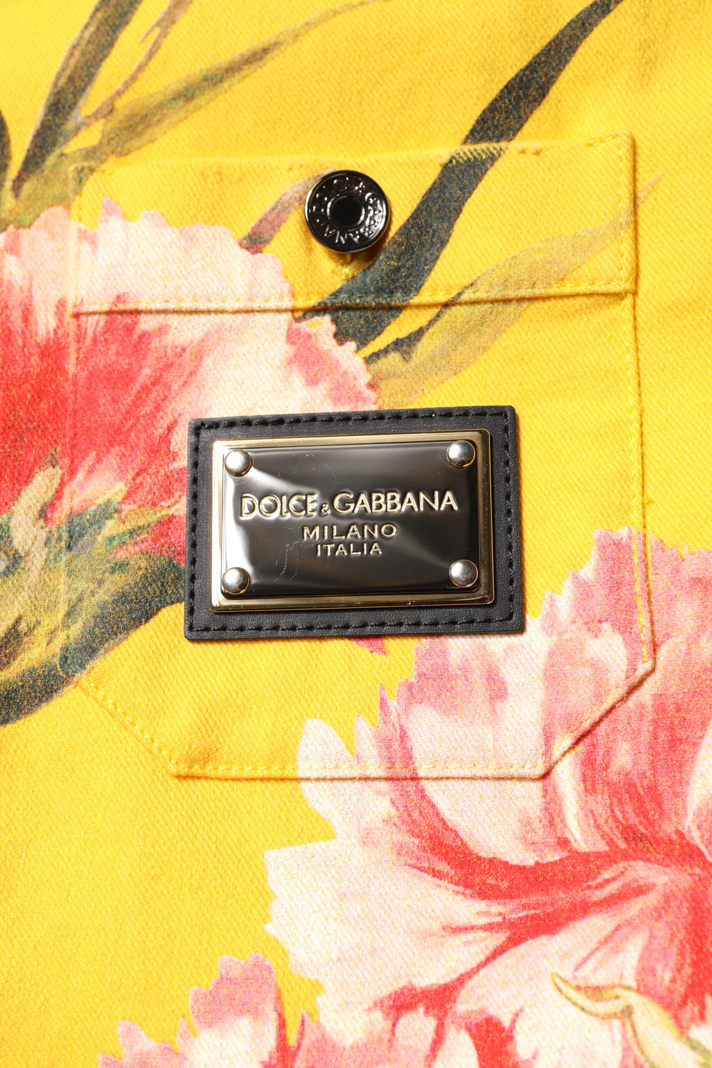 Chemise boutonnée décontractée jaune à fleurs pour homme Dolce &amp; Gabbana