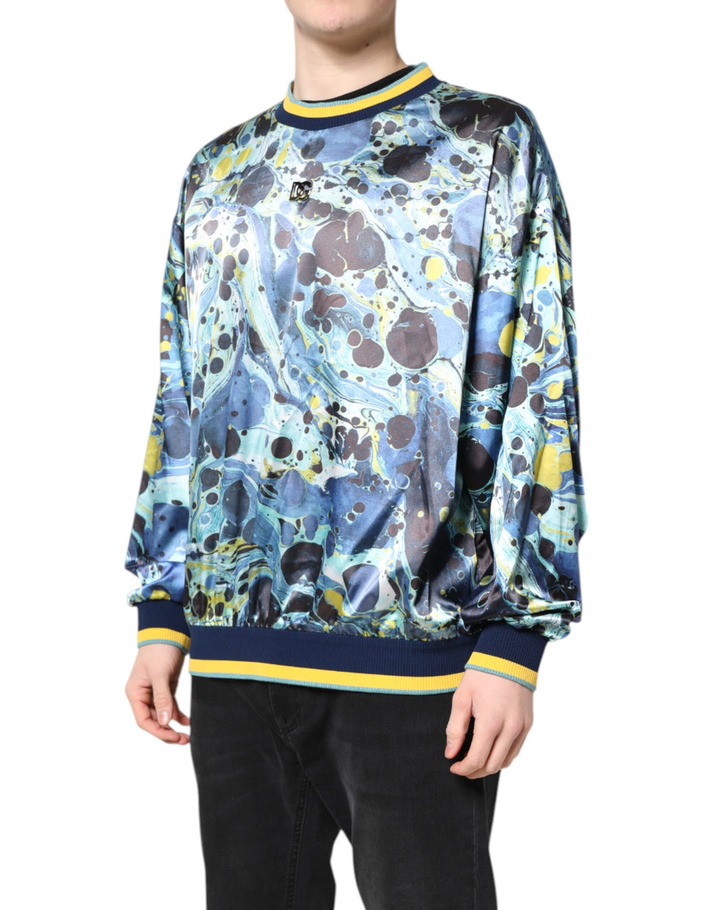 Dolce &amp; Gabbana Herrenpullover mit mehrfarbigem Marmor-Print