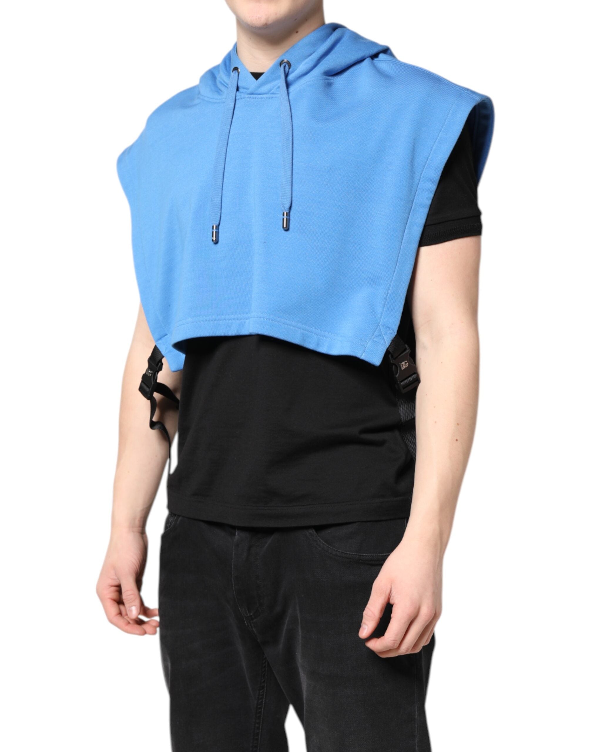 Pull à capuche en coton bleu Dolce &amp; Gabbana pour homme