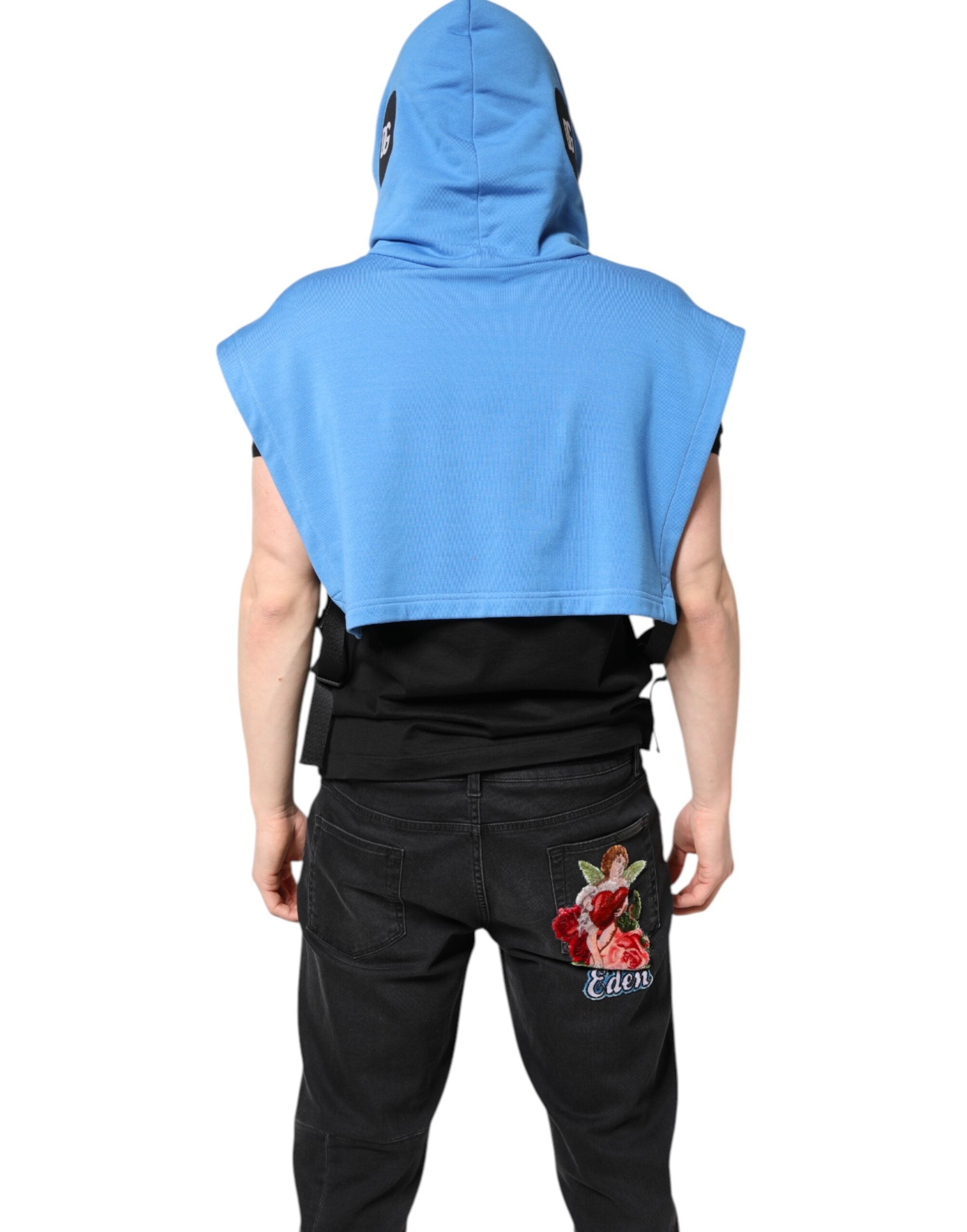 Pull à capuche en coton bleu Dolce &amp; Gabbana pour homme
