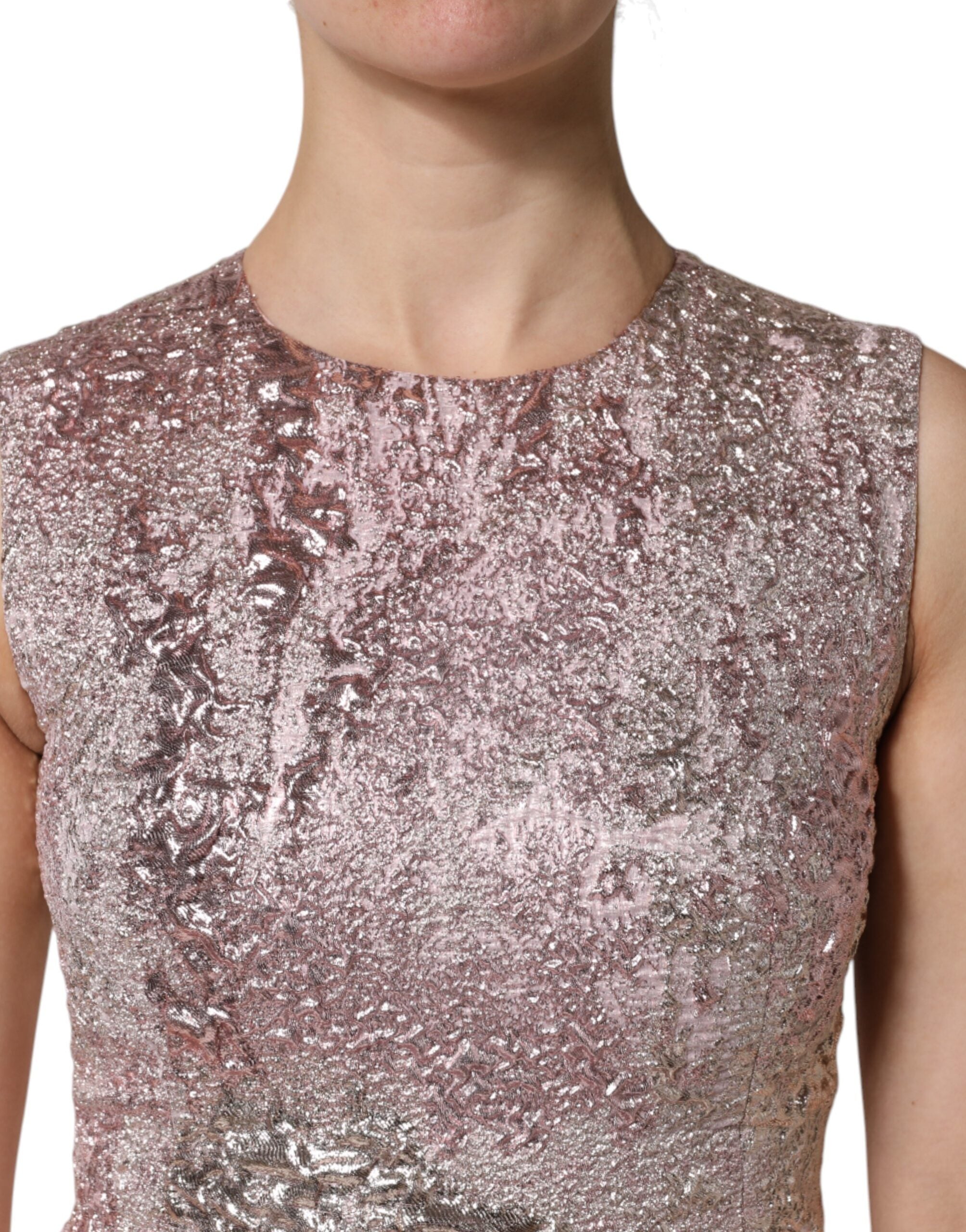 Robe fourreau courte sans manches en jacquard rose Dolce &amp; Gabbana