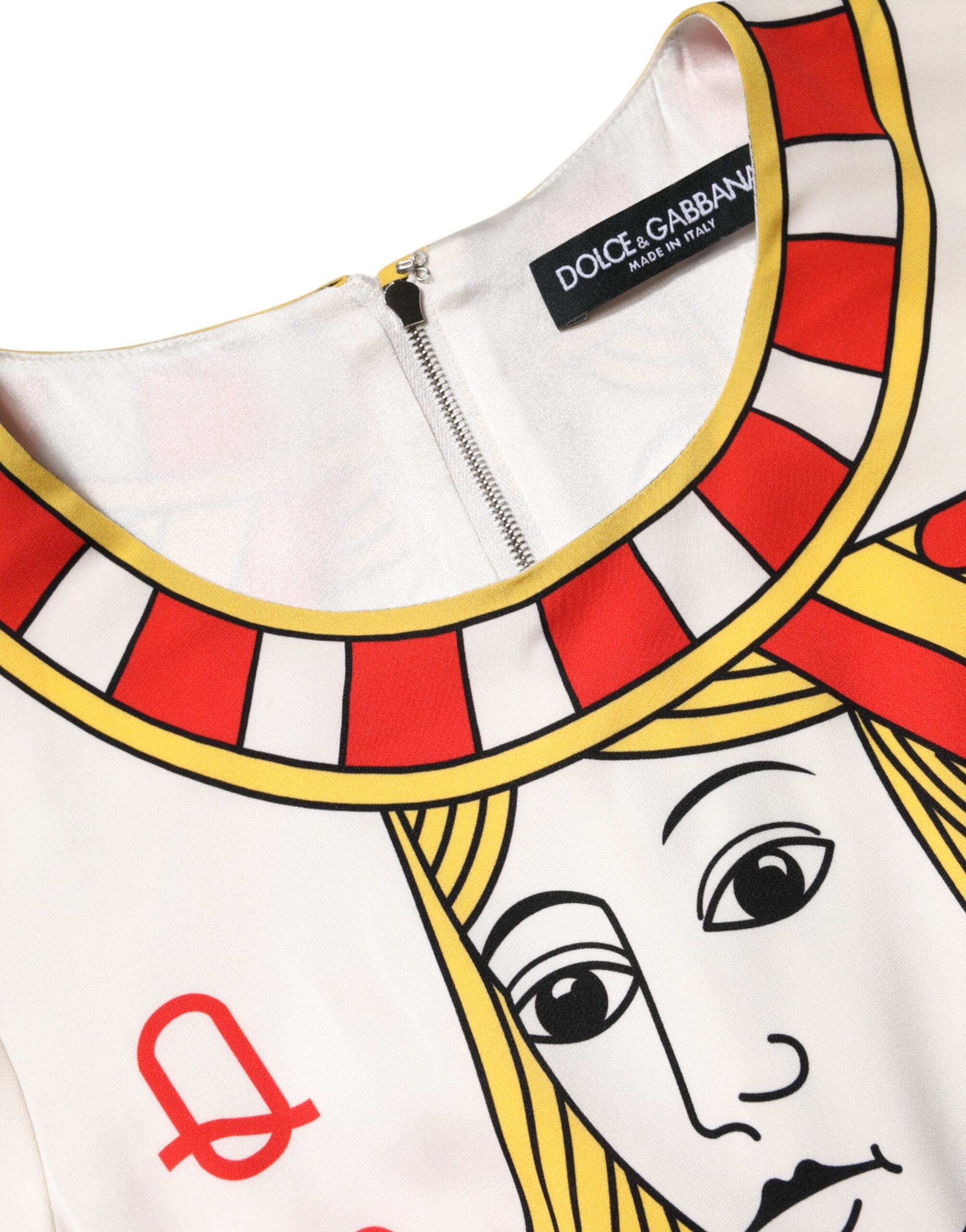 Robe mi-longue blanche à manches courtes Dolce &amp; Gabbana Queen Of Heart