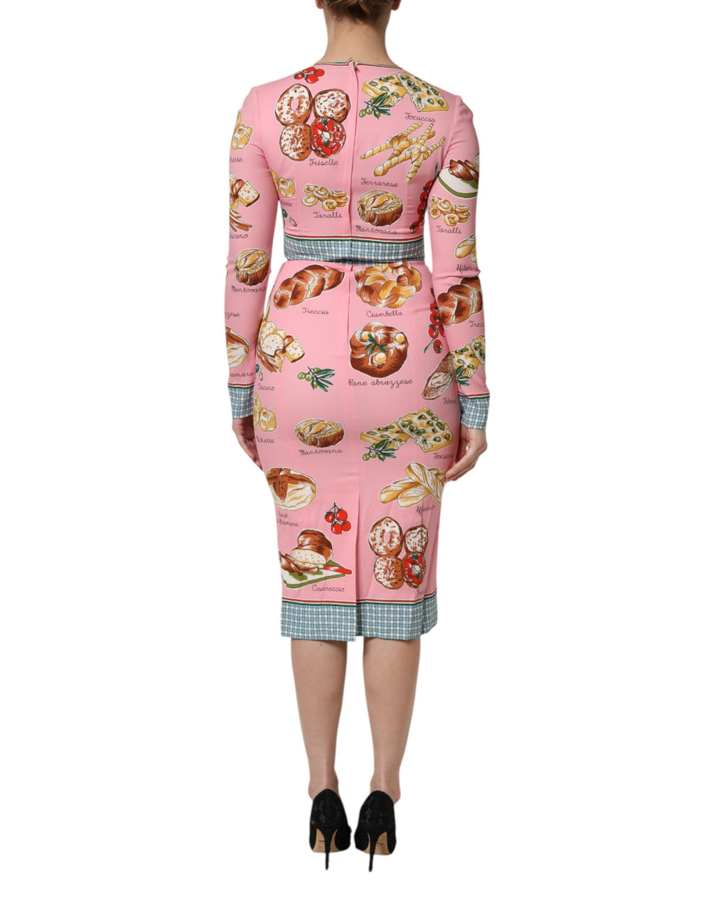 Robe fourreau mi-longue moulante à imprimé pâtisserie rose Dolce &amp; Gabbana
