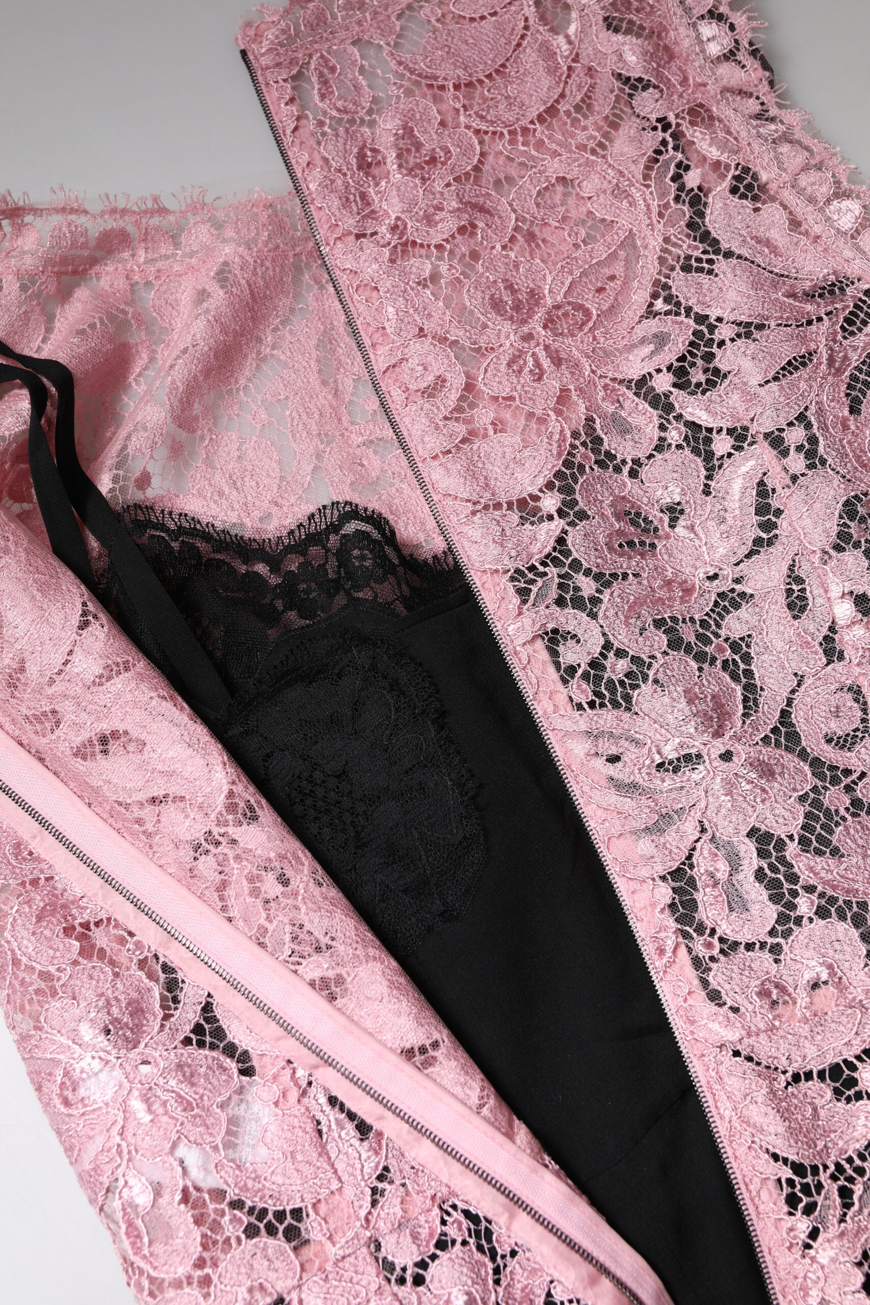 Robe fourreau sans manches en dentelle florale rose Dolce &amp; Gabbana