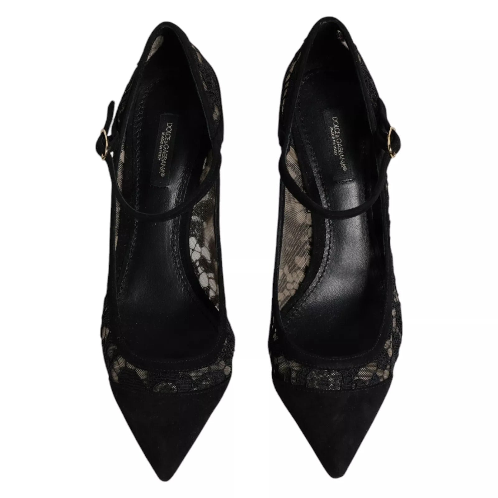 Dolce &amp; Gabbana – Schwarze Mary-Jane-Pumps mit Spitze von Taormina