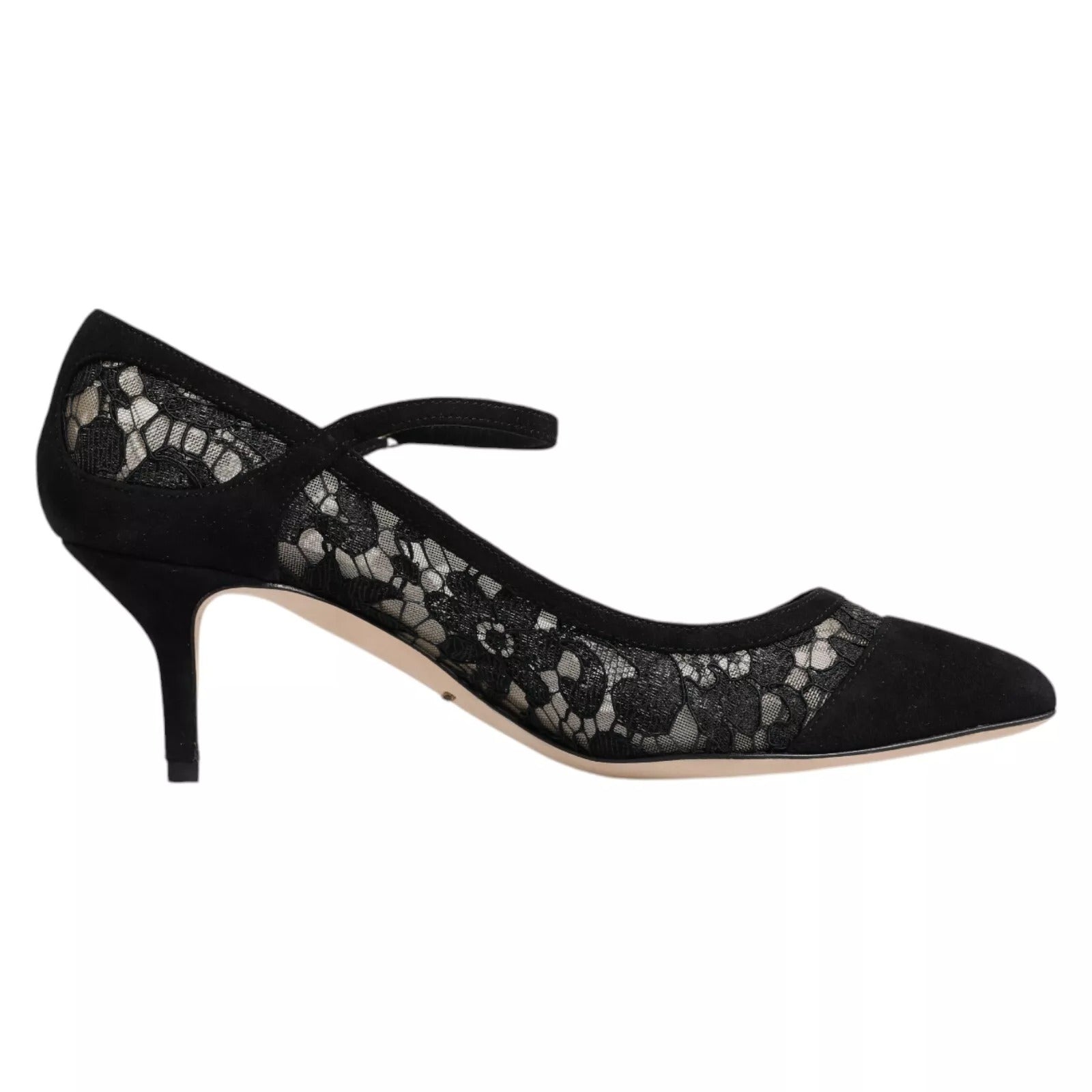 Dolce &amp; Gabbana – Schwarze Mary-Jane-Pumps mit Spitze von Taormina