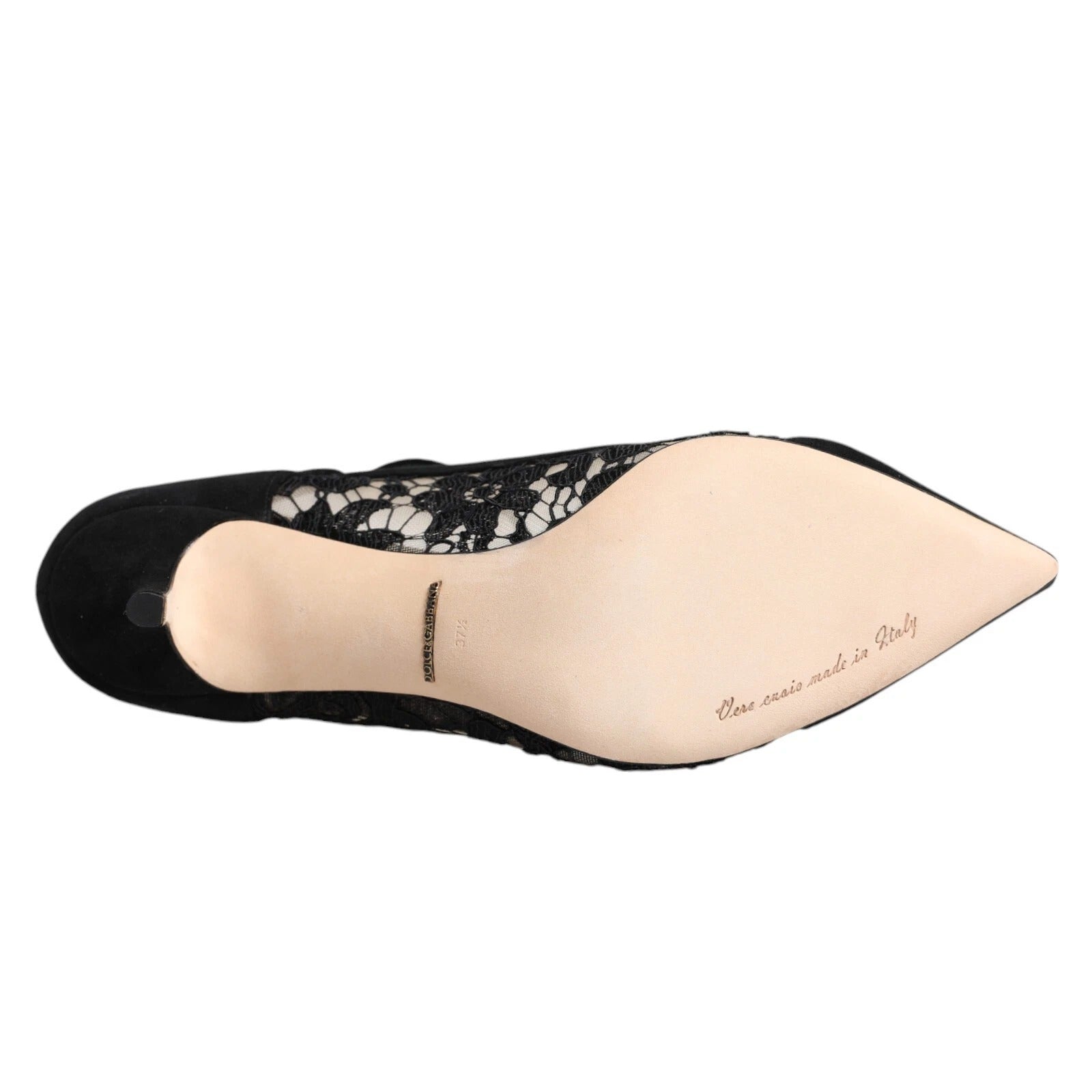 Dolce &amp; Gabbana – Schwarze Mary-Jane-Pumps mit Spitze von Taormina