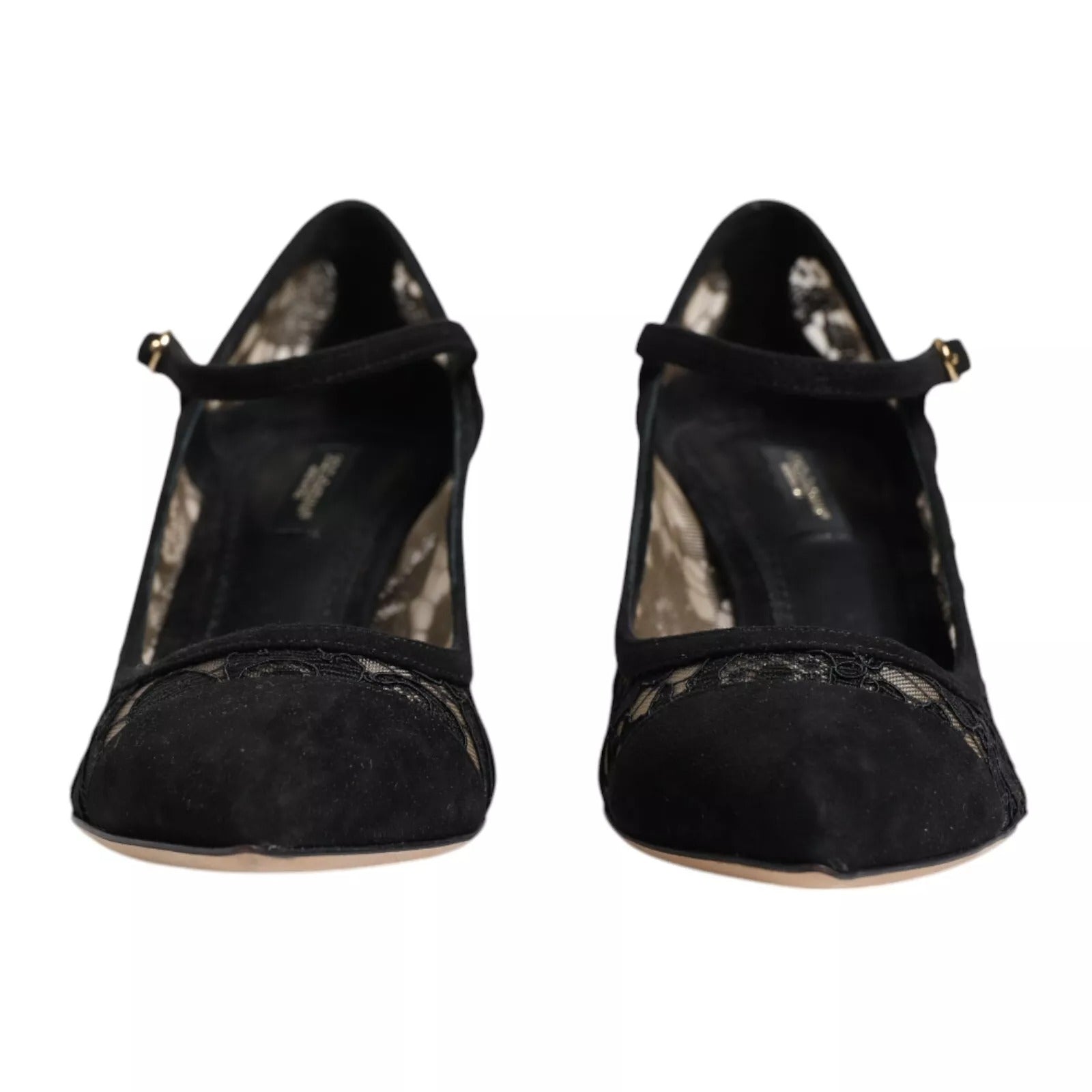 Dolce &amp; Gabbana – Schwarze Mary-Jane-Pumps mit Spitze von Taormina