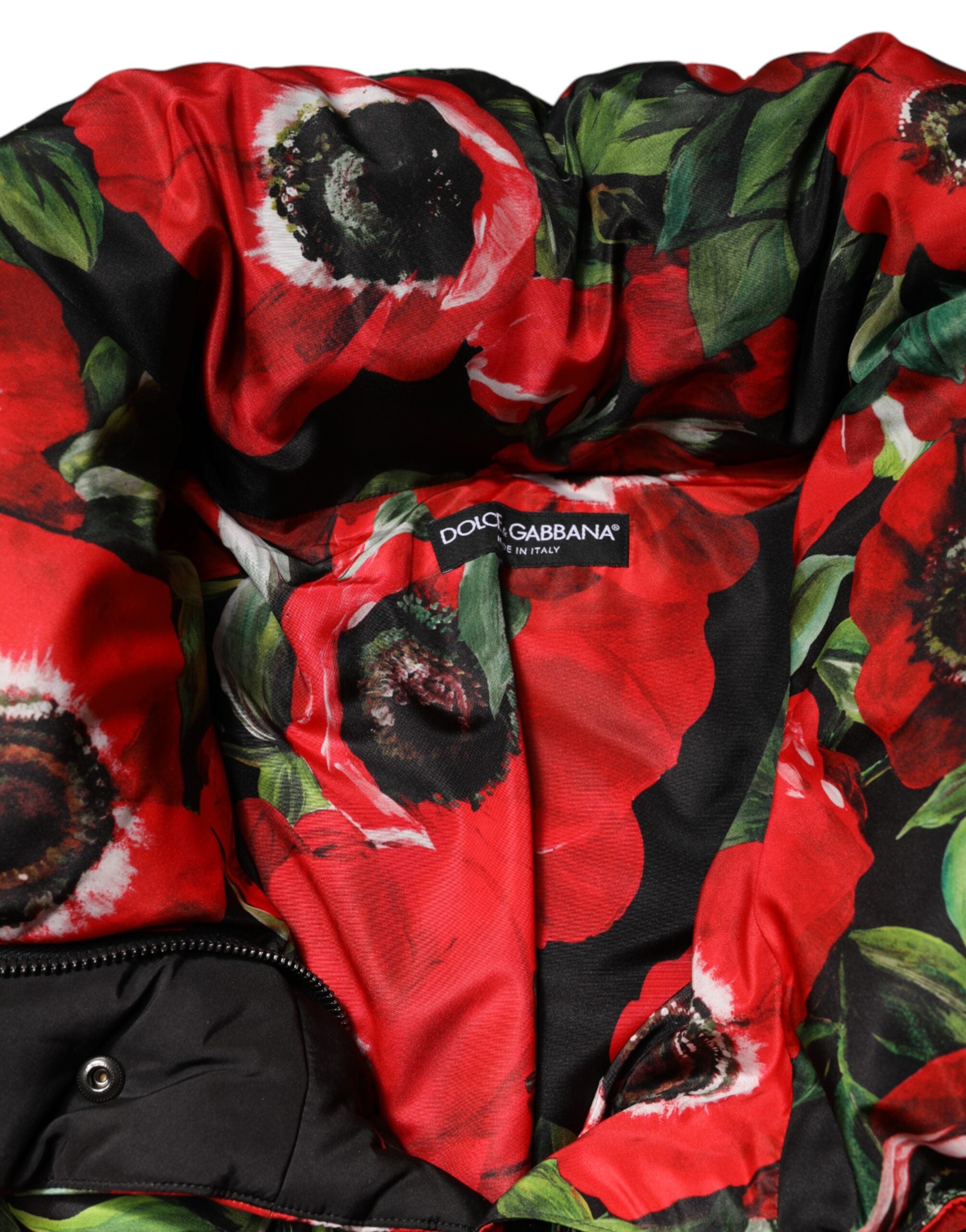 Veste matelassée zippée à fleurs multicolores Dolce &amp; Gabbana