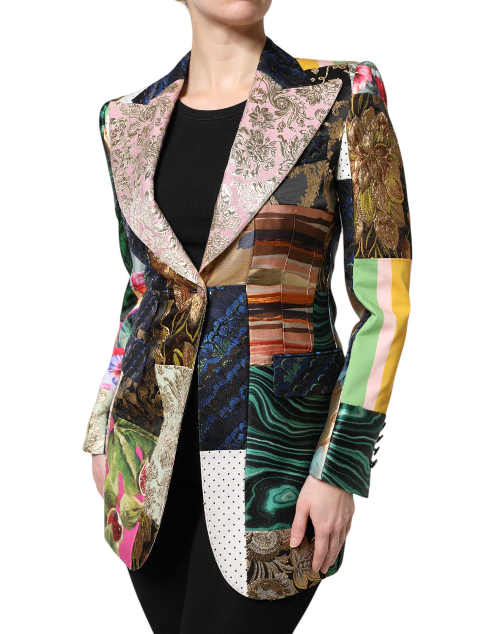 Veste en jacquard patchwork floral multicolore Dolce &amp; Gabbana