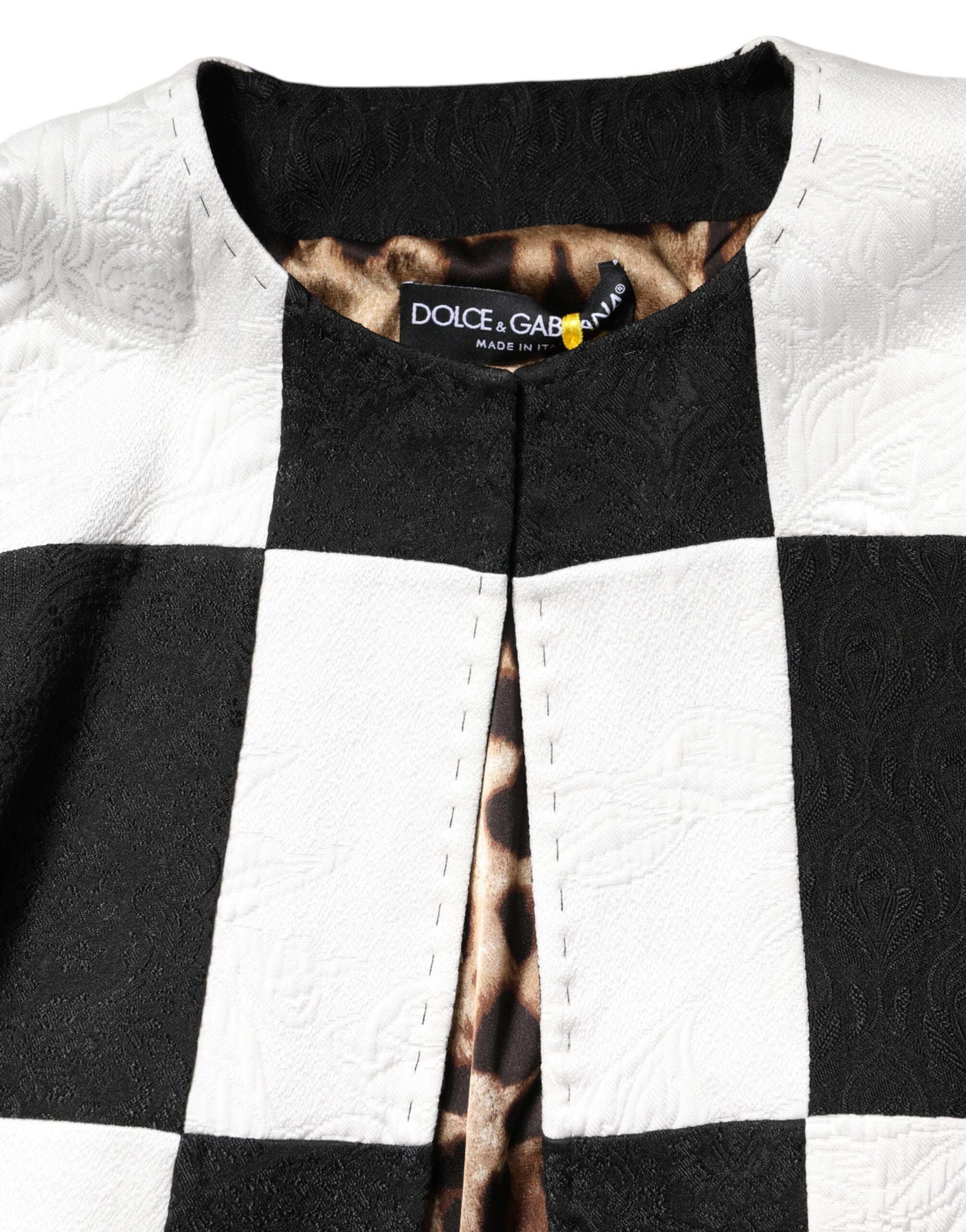 Veste blazer en jacquard patchwork blanc et noir Dolce &amp; Gabbana