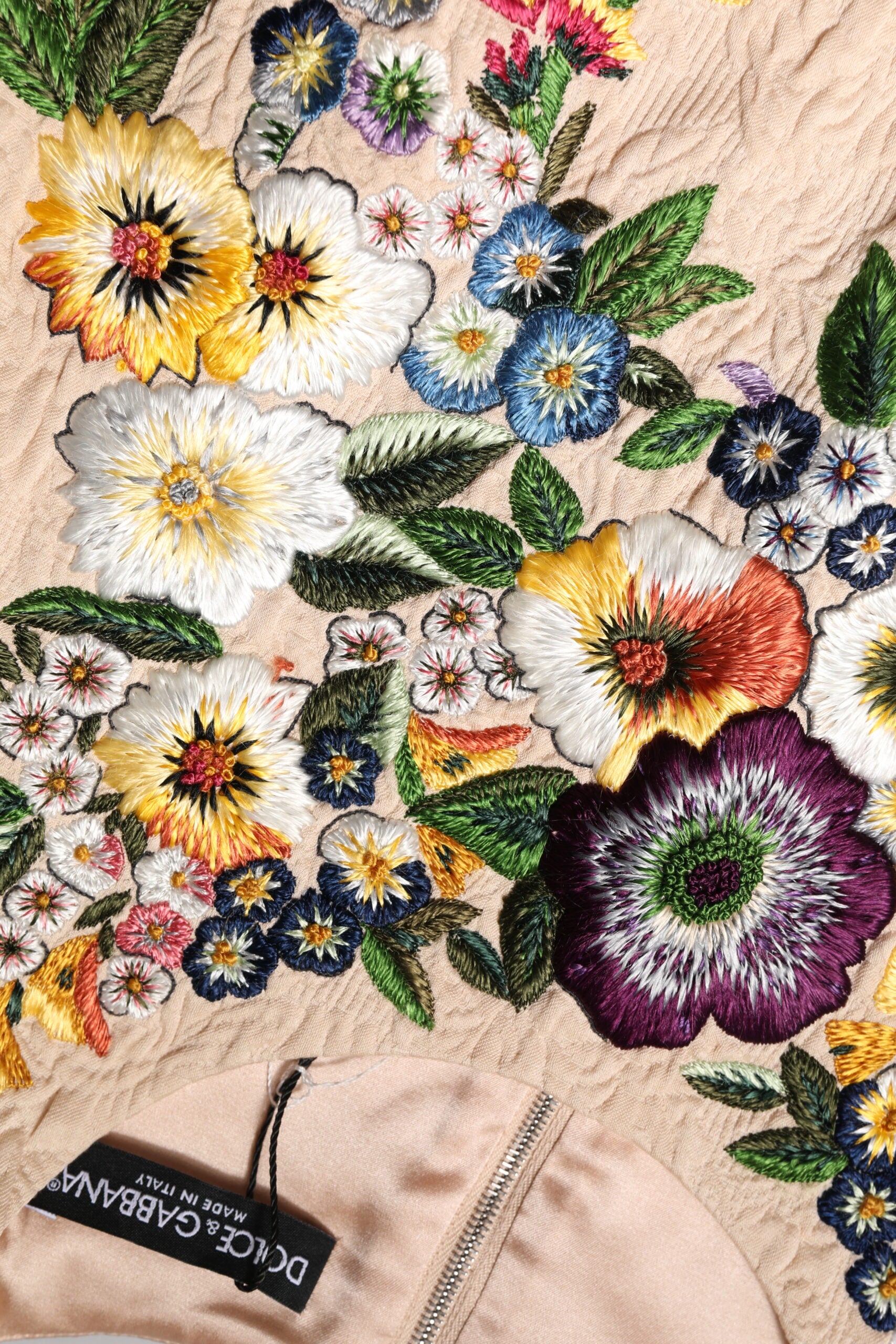 Débardeur sans manches à broderie florale beige Dolce &amp; Gabbana