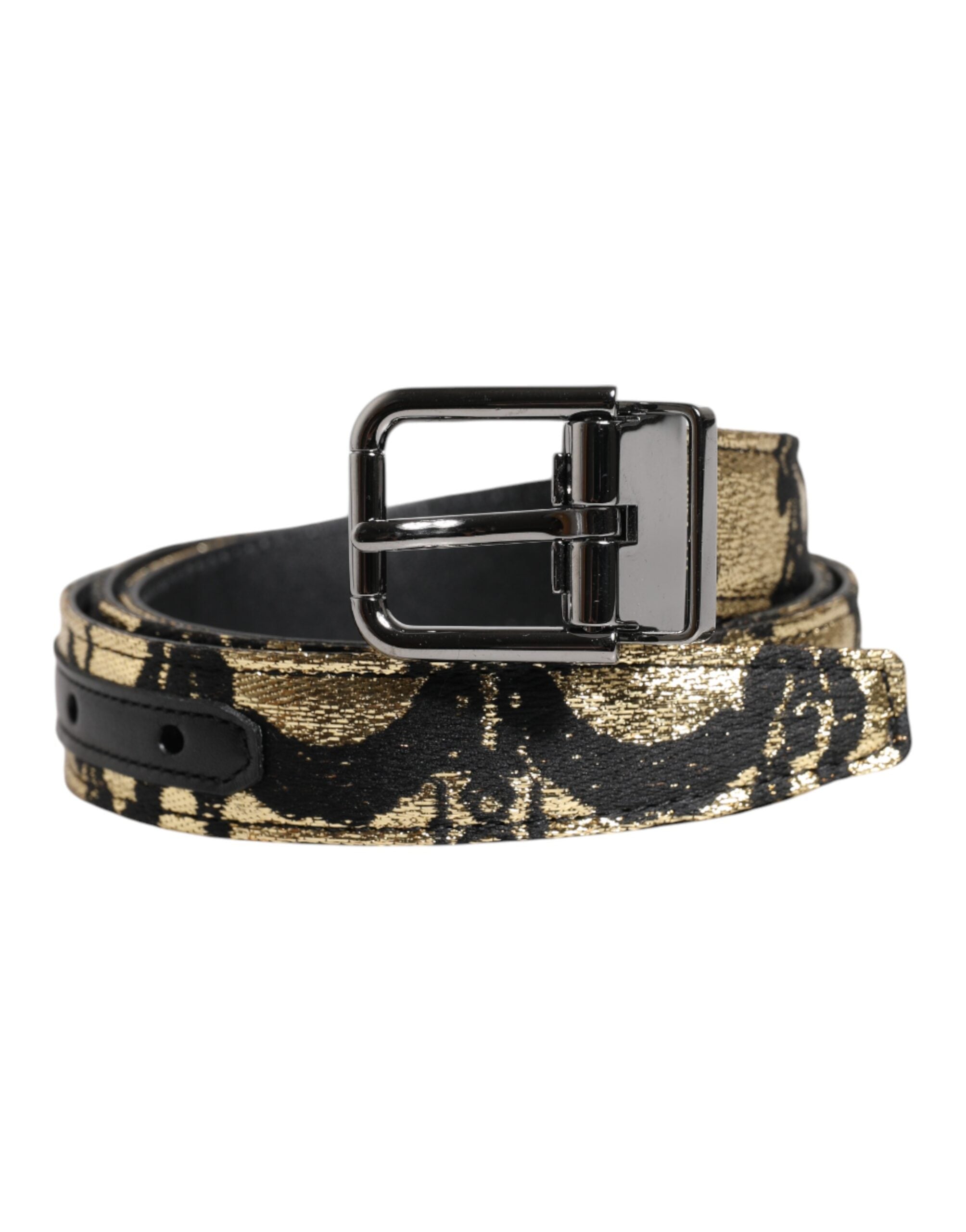 Ceinture Dolce &amp; Gabbana en cuir jacquard multicolore avec boucle en métal