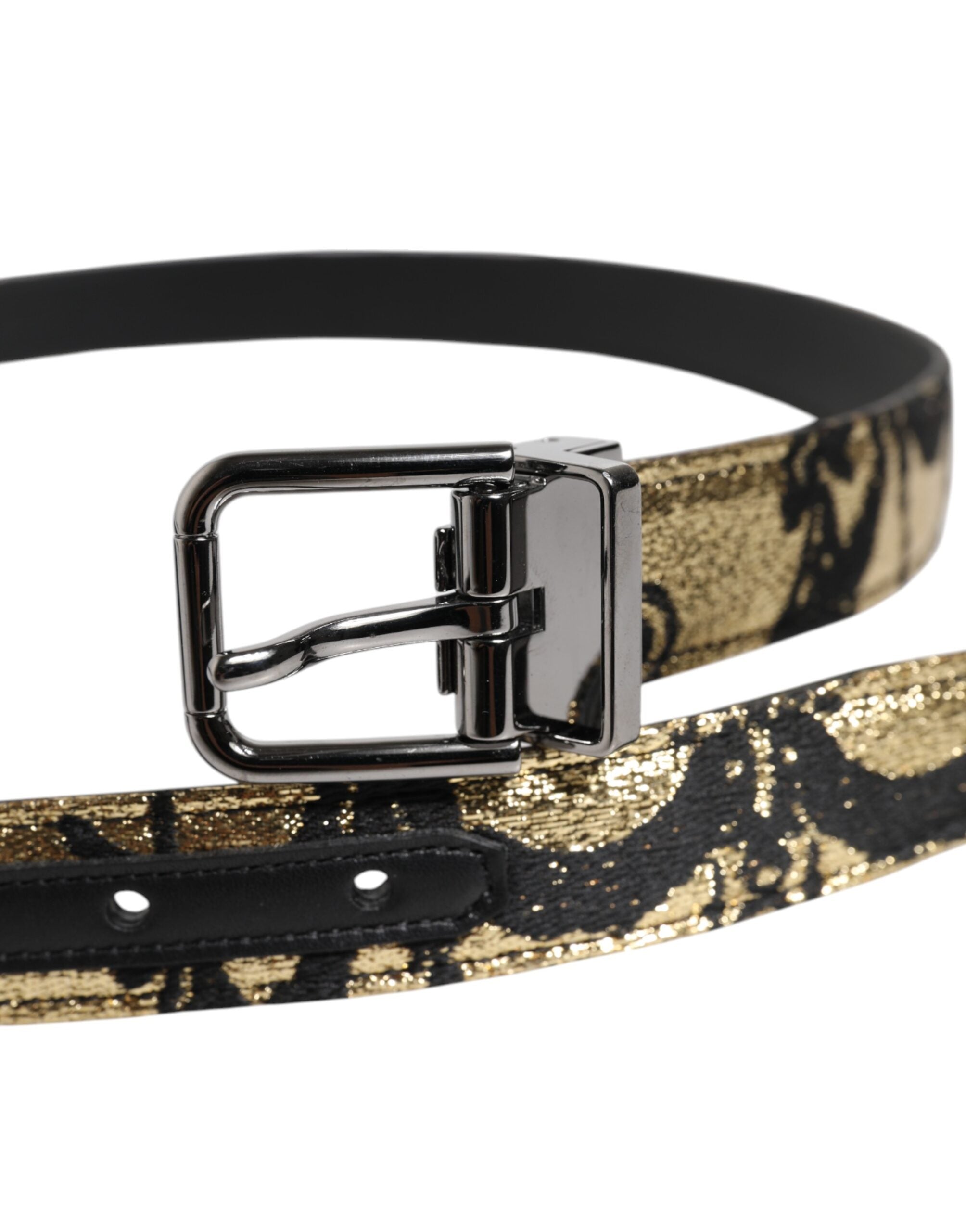 Ceinture Dolce &amp; Gabbana en cuir jacquard multicolore avec boucle en métal
