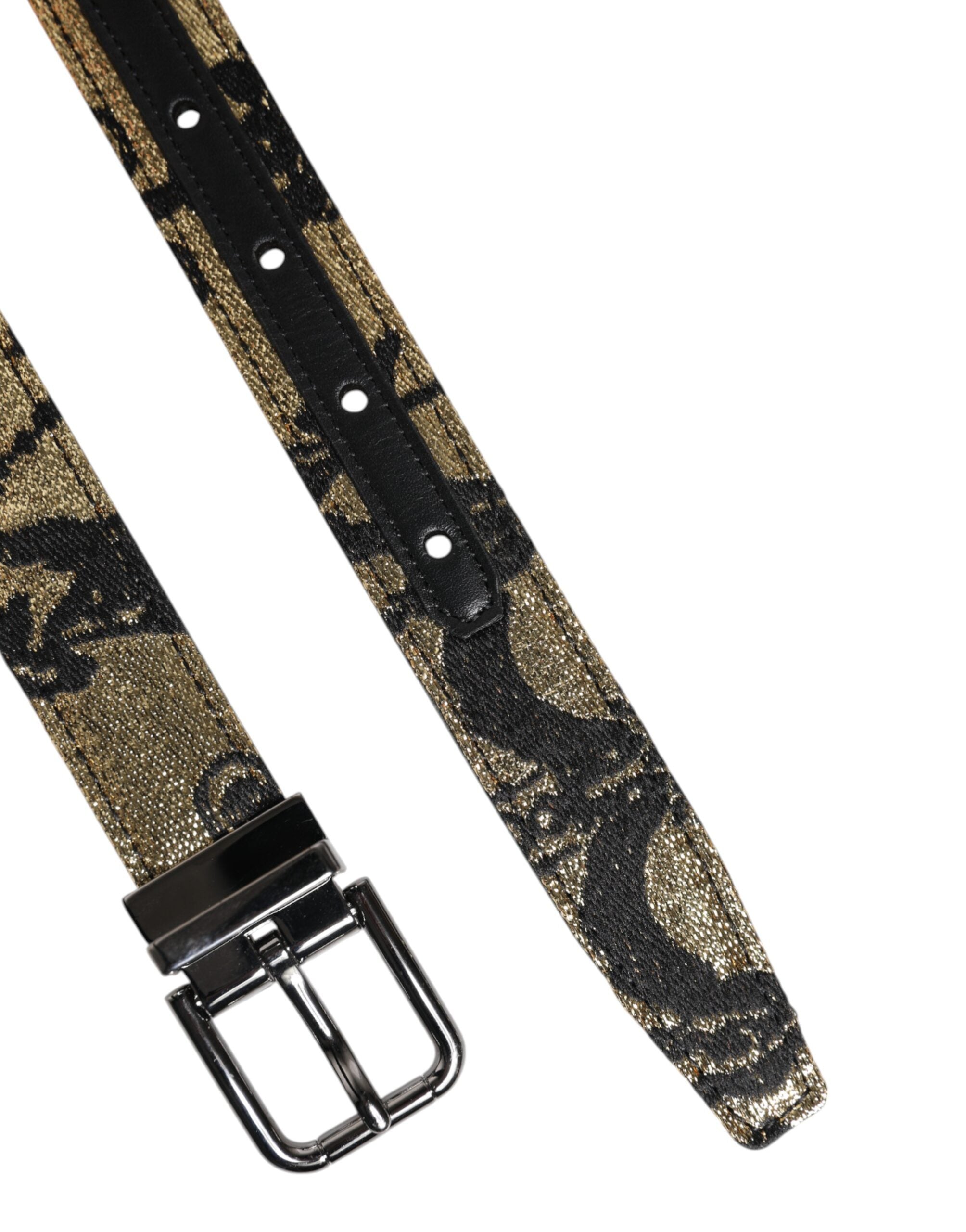 Ceinture Dolce &amp; Gabbana en cuir jacquard multicolore avec boucle en métal