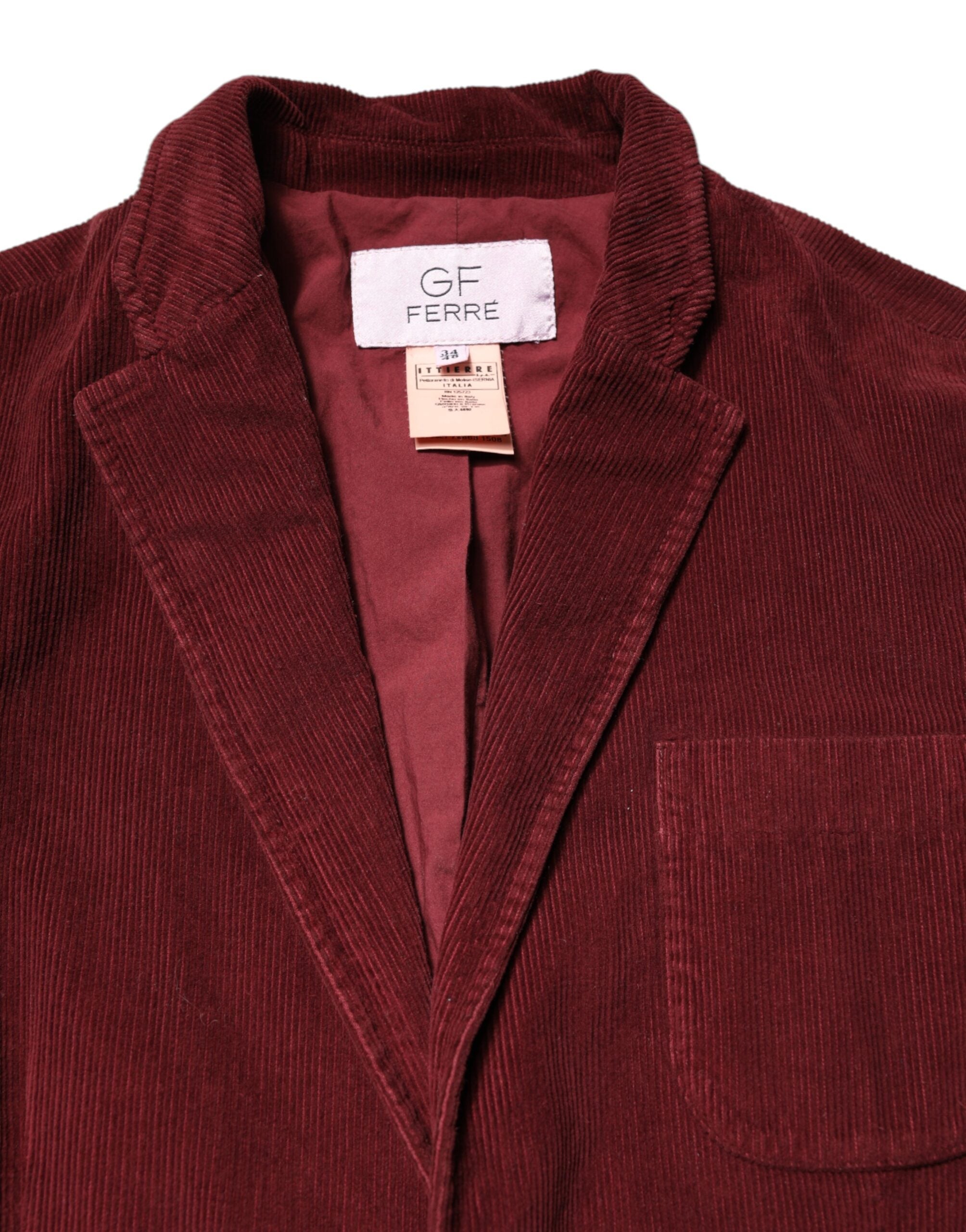 Veste blazer coupe classique en velours côtelé marron GF Ferre pour homme