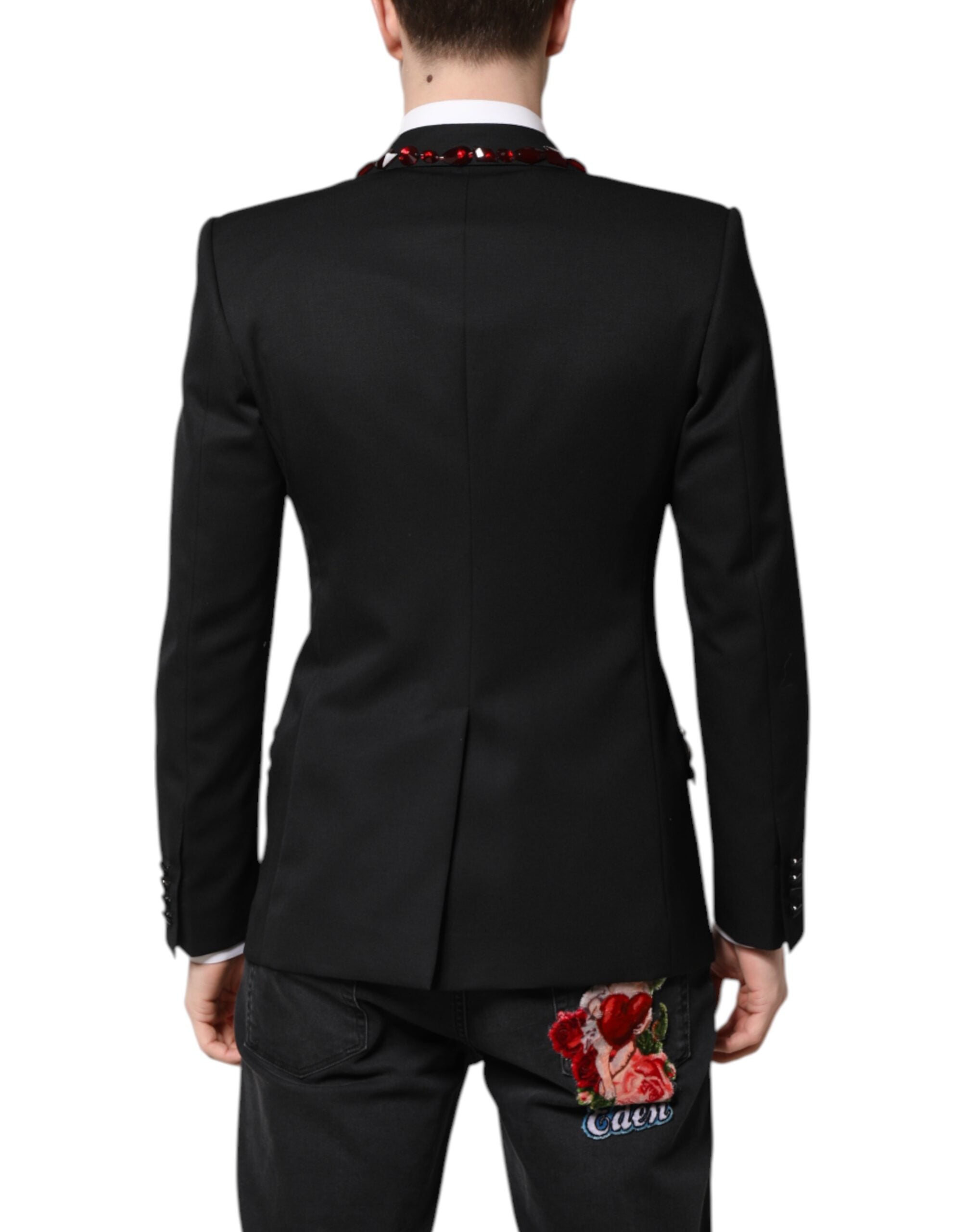 Blazer noir Dolce &amp; Gabbana orné de cristaux SICILIA