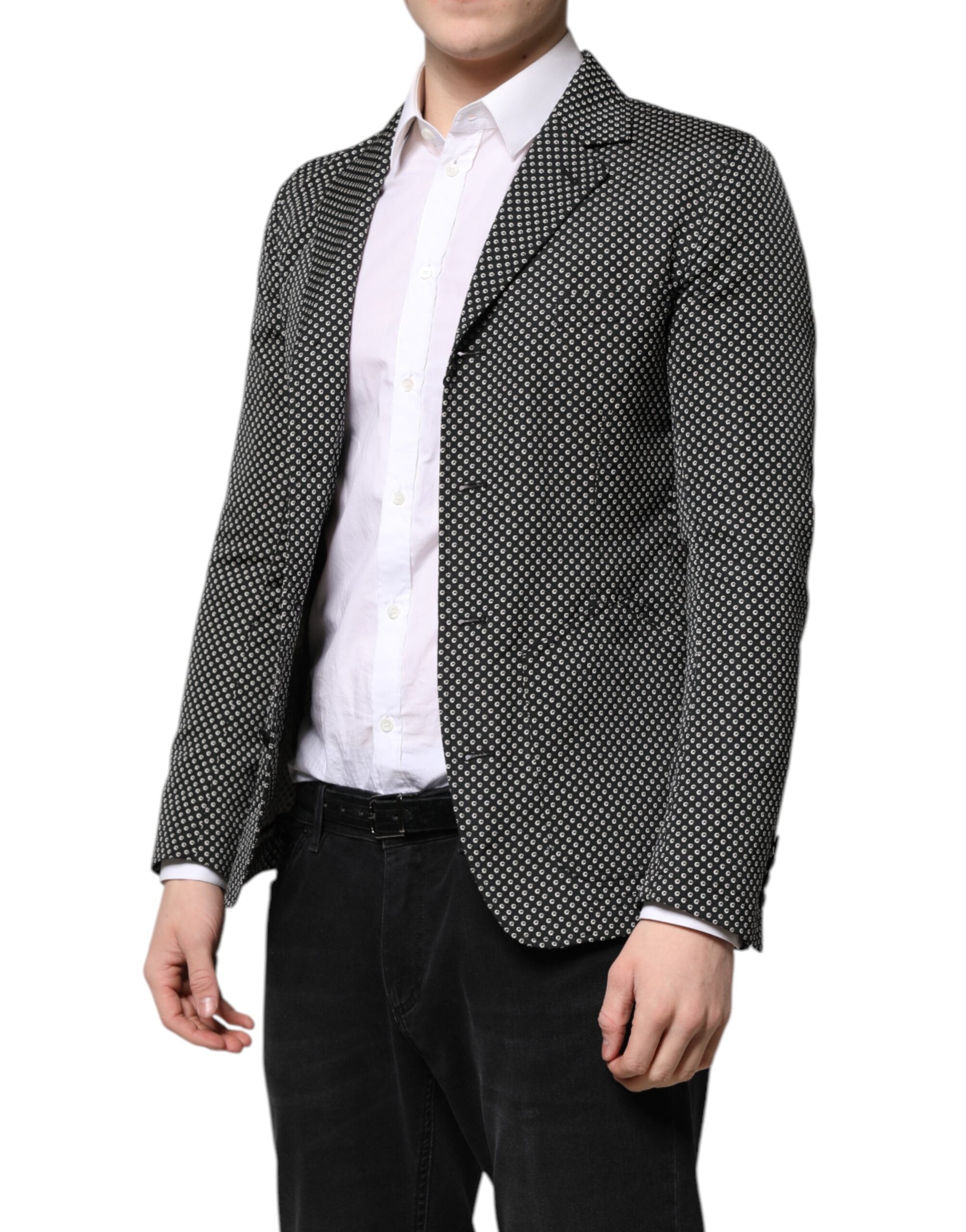 Blazer de costume pour homme Dolce &amp; Gabbana à motifs noirs et blancs