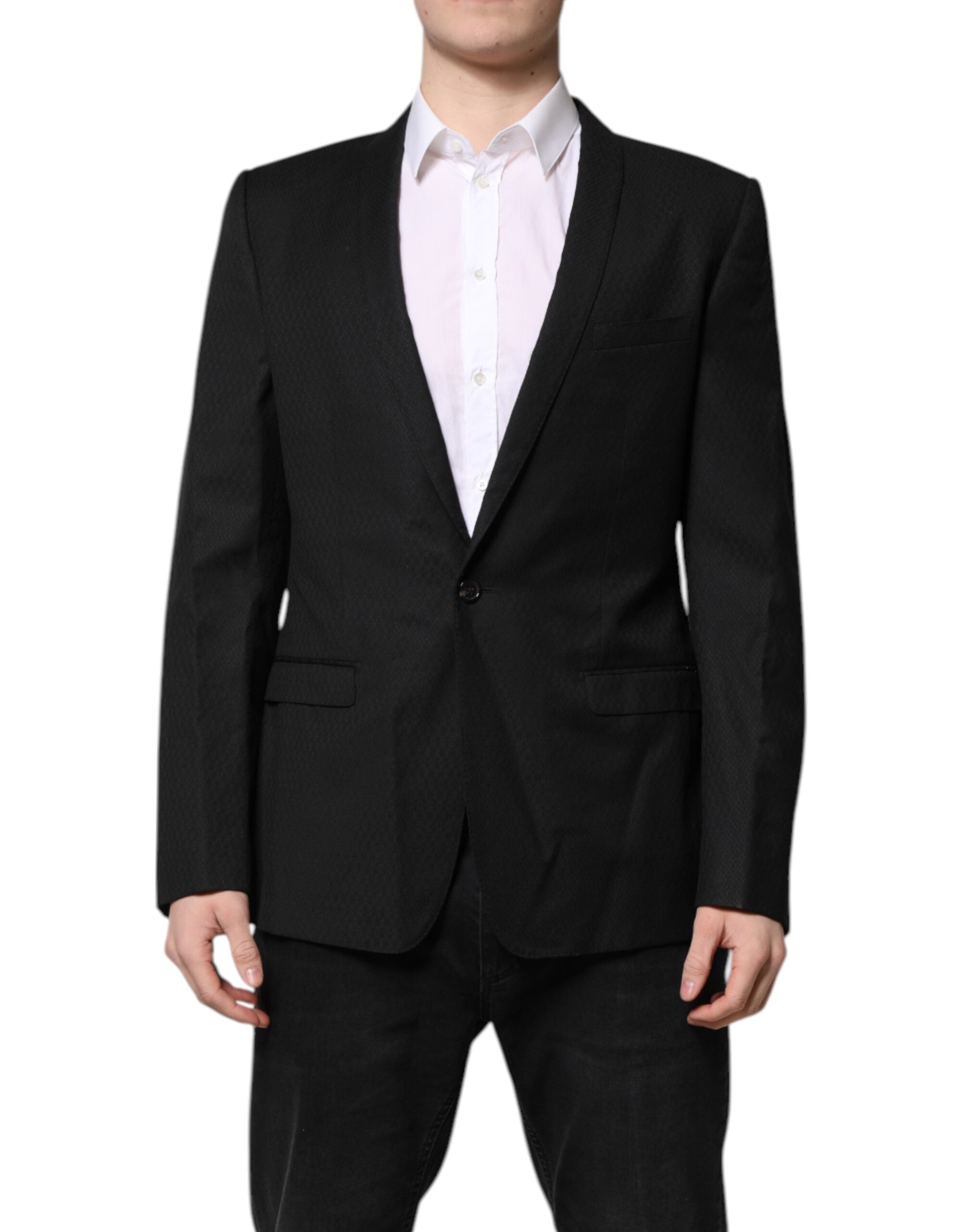 Blazer de costume simple boutonnage Dolce &amp; Gabbana noir doré