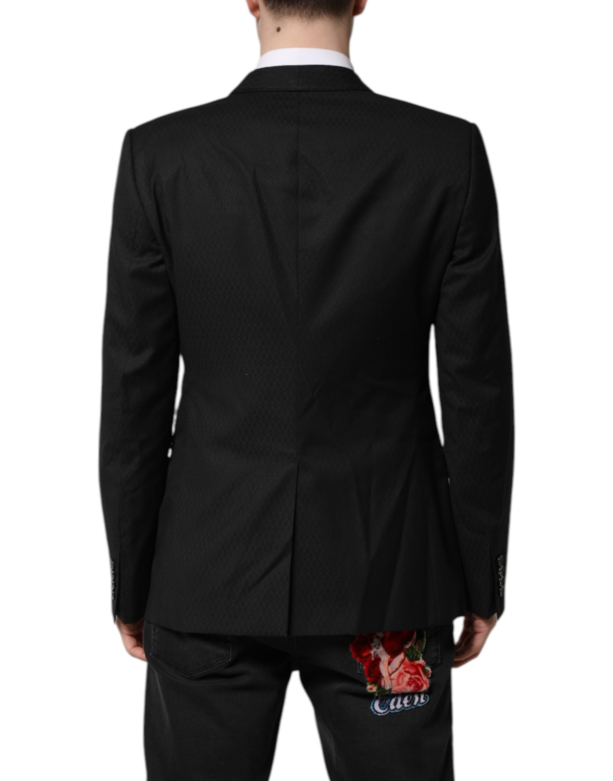 Blazer de costume simple boutonnage Dolce &amp; Gabbana noir doré