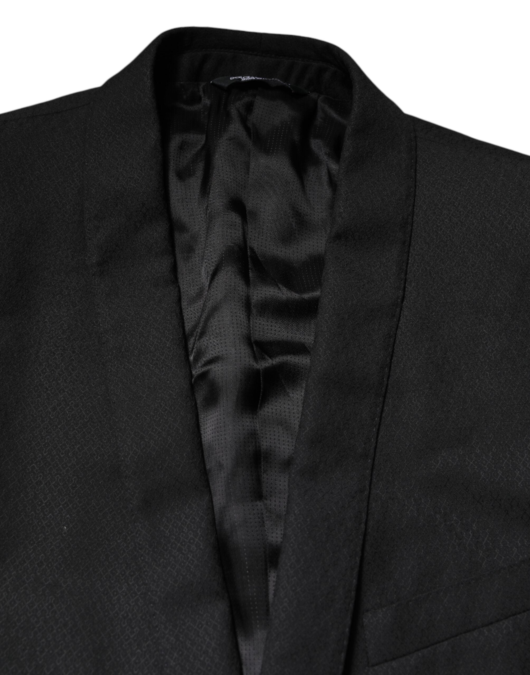 Blazer de costume simple boutonnage Dolce &amp; Gabbana noir doré