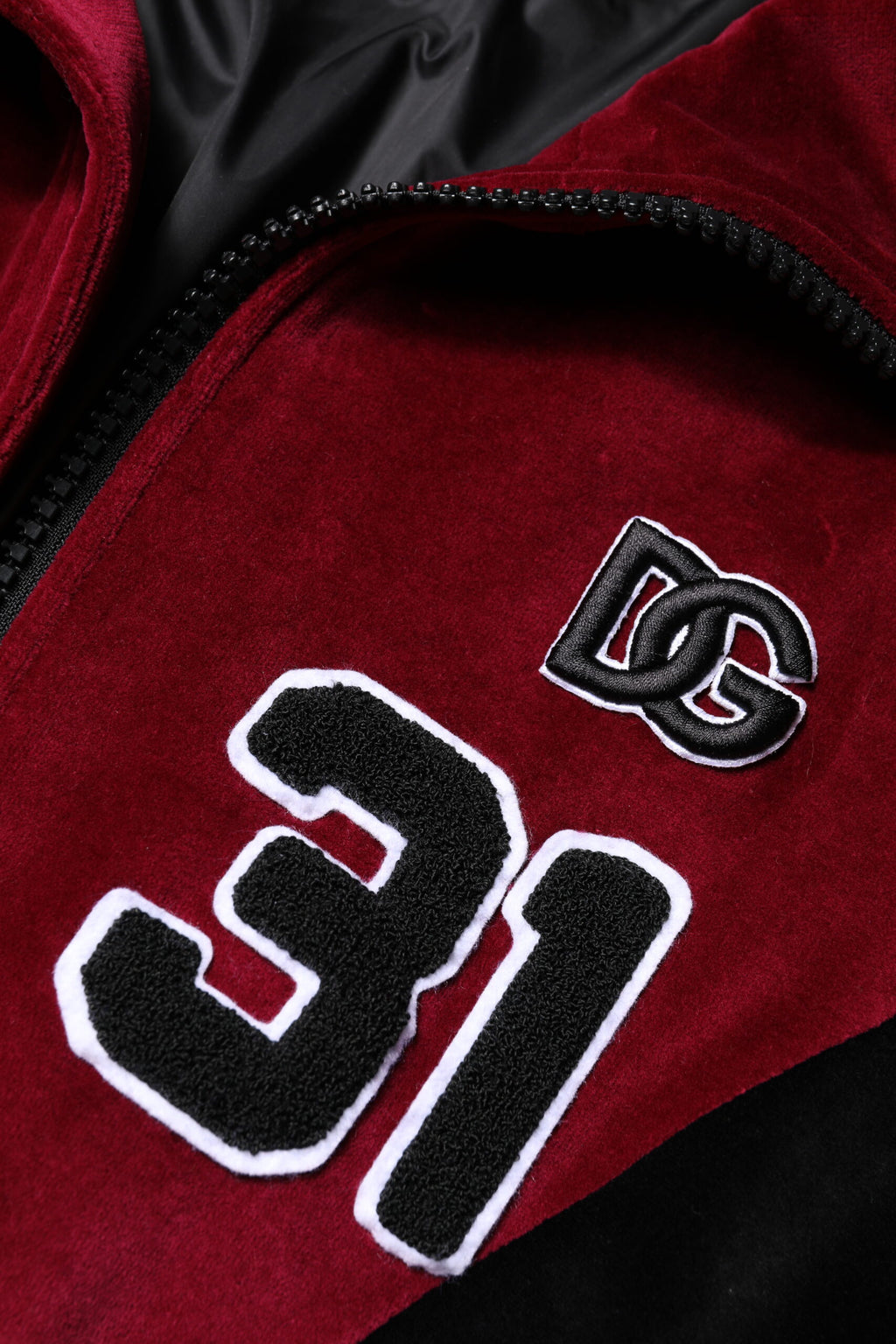 Veste bomber zippée en coton rouge et noir avec logo Dolce &amp; Gabbana