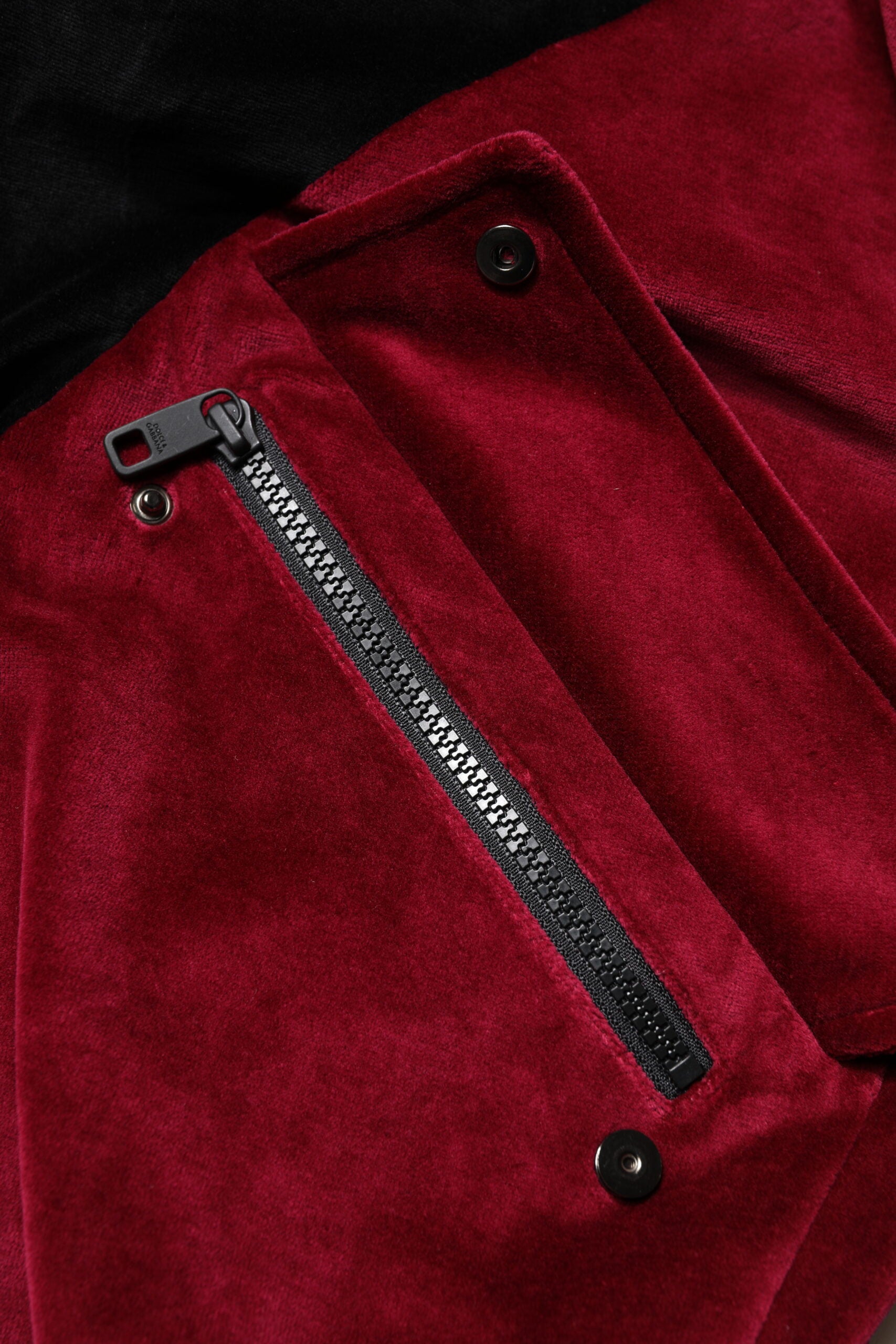 Veste bomber zippée en coton rouge et noir avec logo Dolce &amp; Gabbana