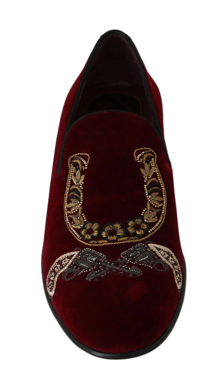 Mocassins homme Dolce &amp; Gabbana en velours bordeaux à paillettes