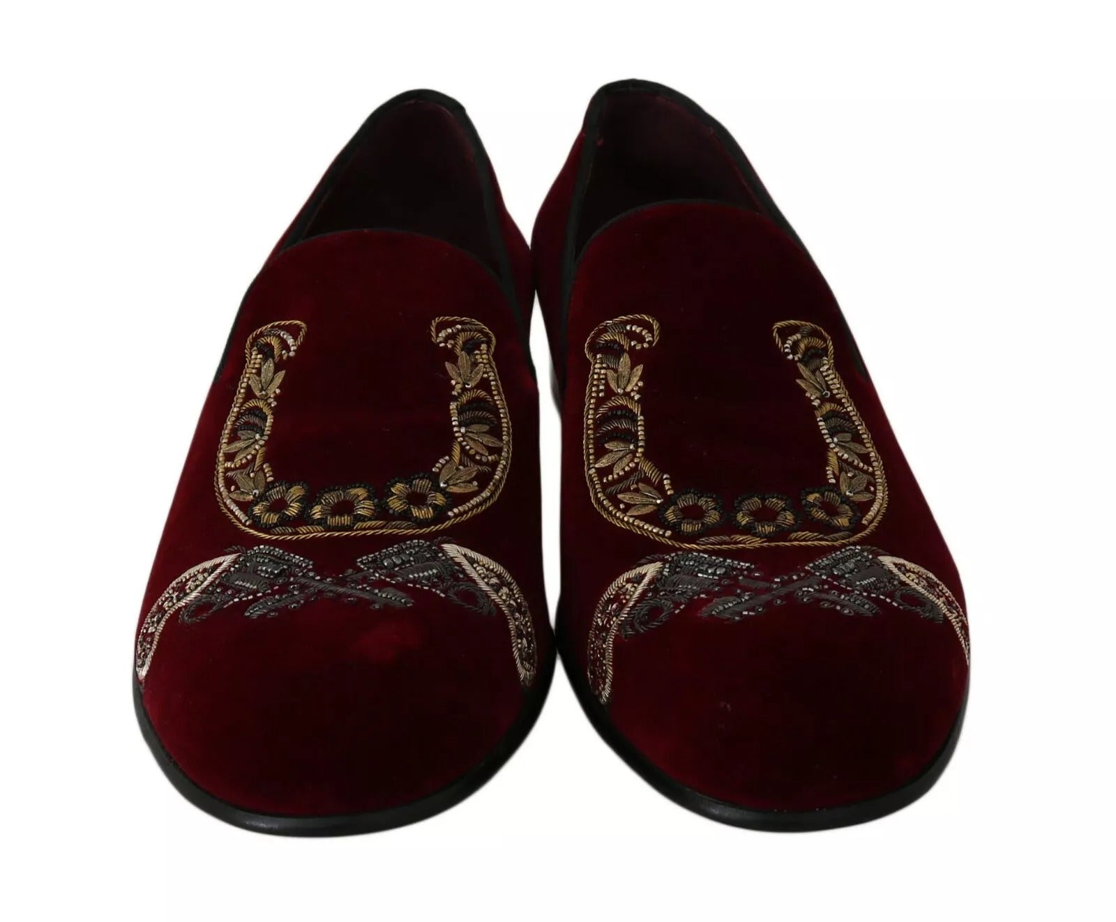 Mocassins homme Dolce &amp; Gabbana en velours bordeaux à paillettes