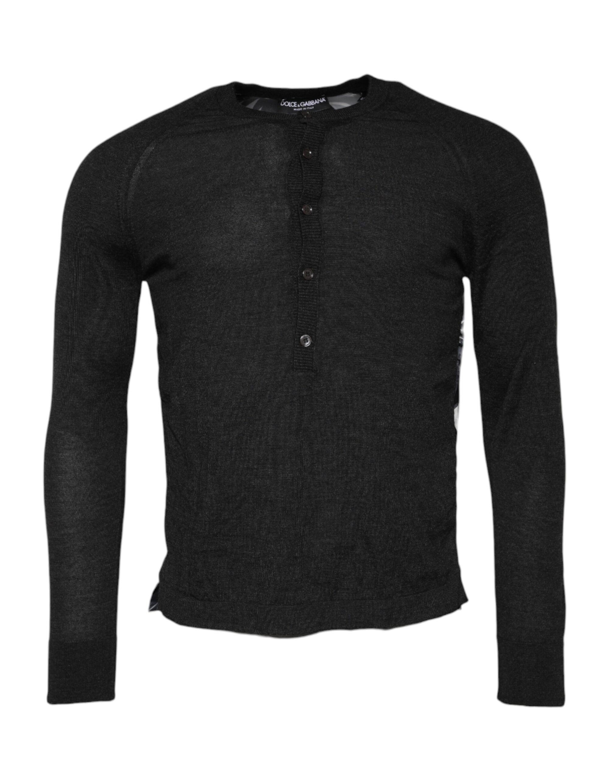 Dolce &amp; Gabbana Schwarzer bedruckter Strickpullover für Herren