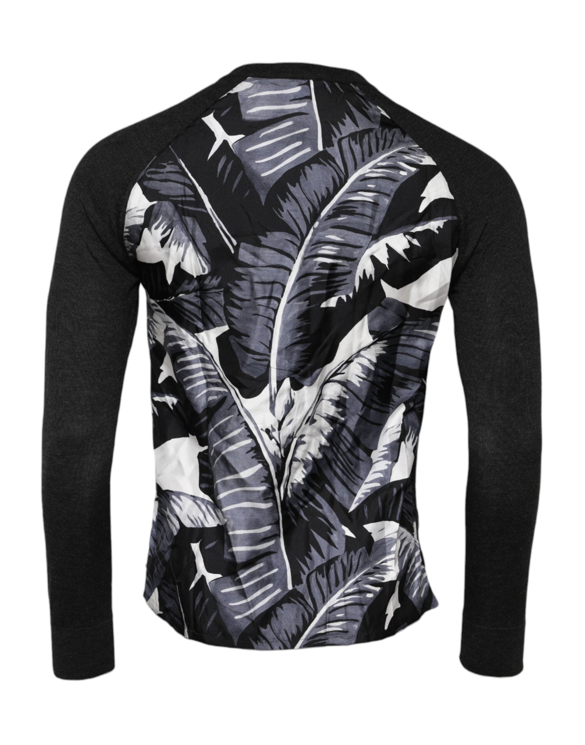 Dolce &amp; Gabbana Schwarzer bedruckter Strickpullover für Herren