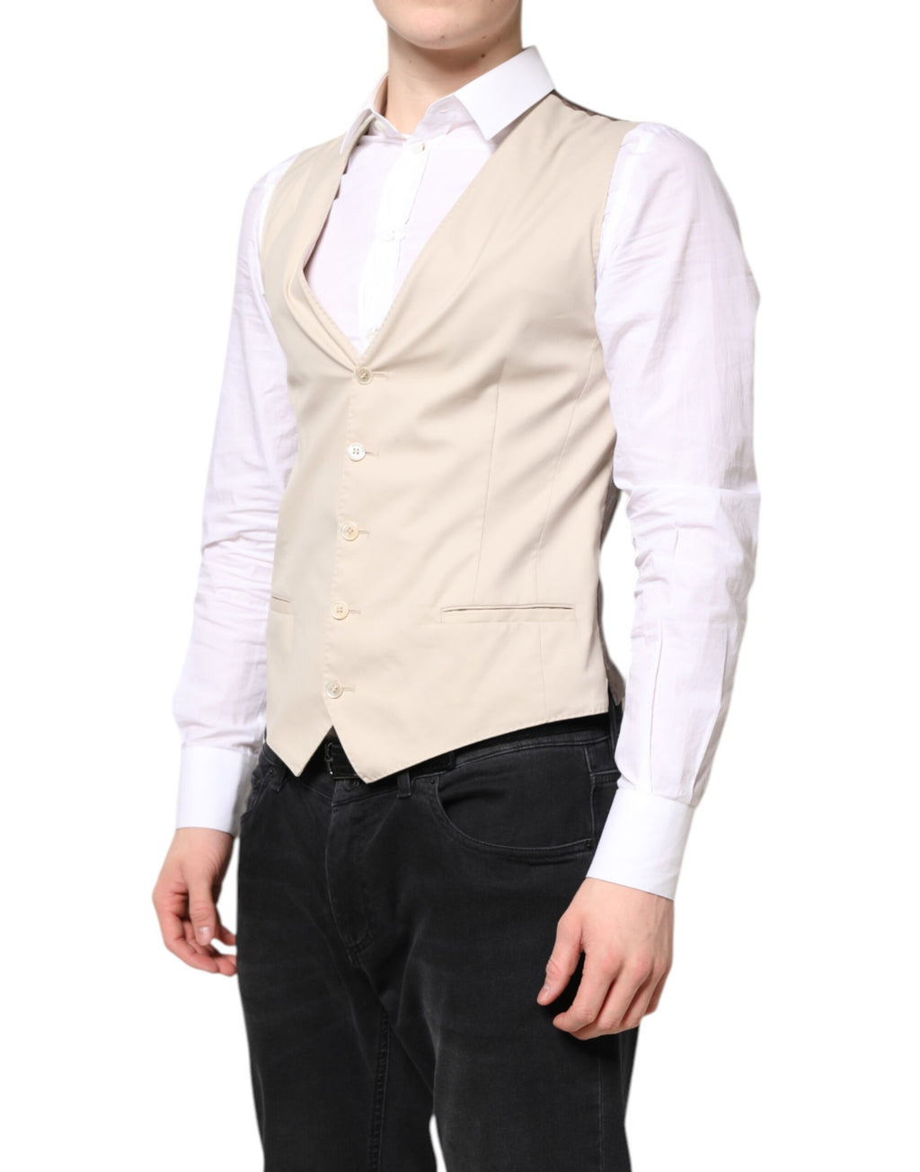 Gilet habillé beige et gris pour homme Dolce &amp; Gabbana