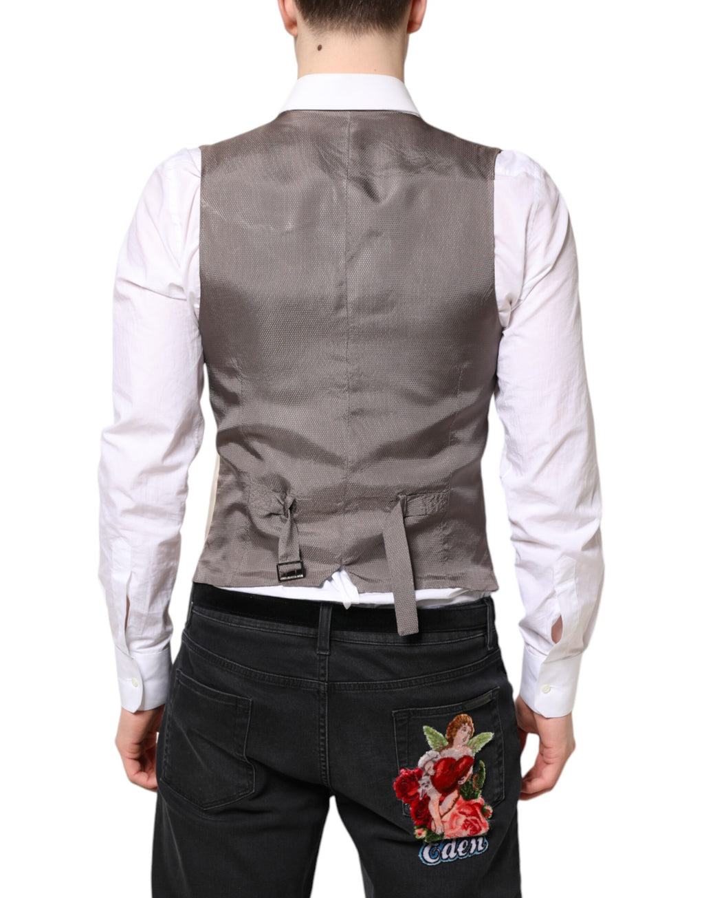 Gilet habillé beige et gris pour homme Dolce &amp; Gabbana