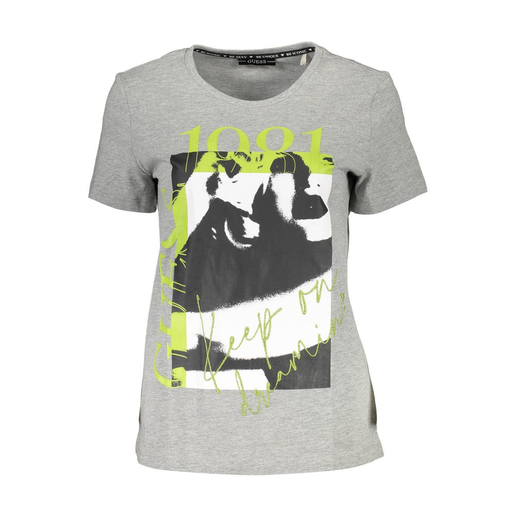 T-shirt unisexe en coton gris Guess Jeans