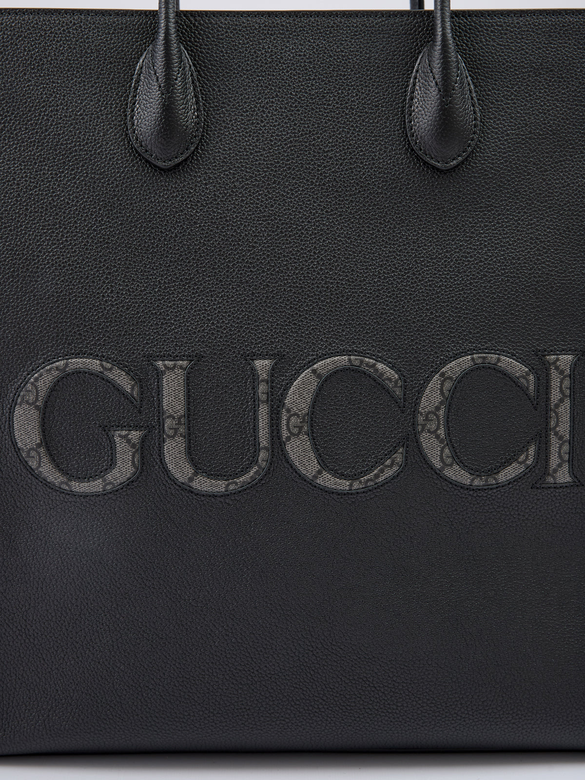 Gucci – Mittelgroße Tragetasche aus schwarzem Leder mit Logo
