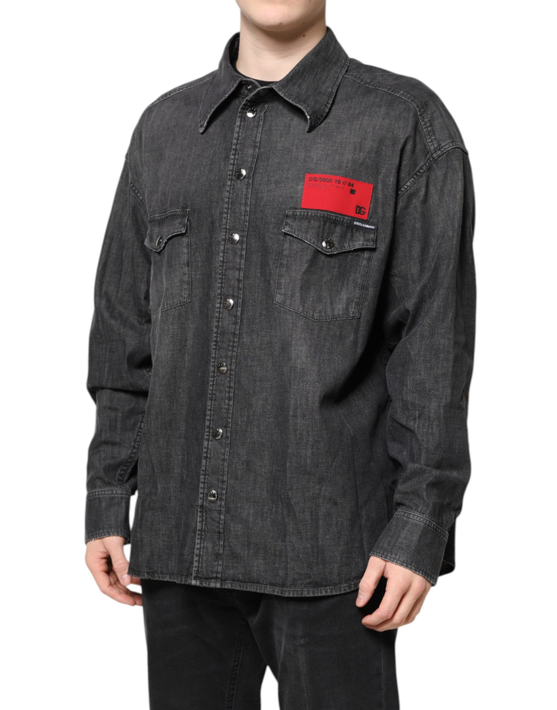Dolce &amp; Gabbana – Graues Jeanshemd mit langen Ärmeln und Knopfleiste